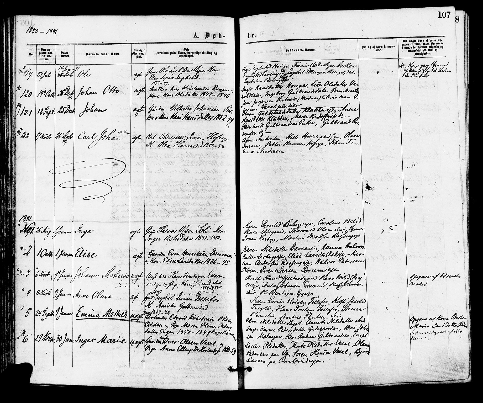 Norderhov kirkebøker, AV/SAKO-A-237/F/Fa/L0015: Parish register (official) no. 15, 1875-1884, p. 107