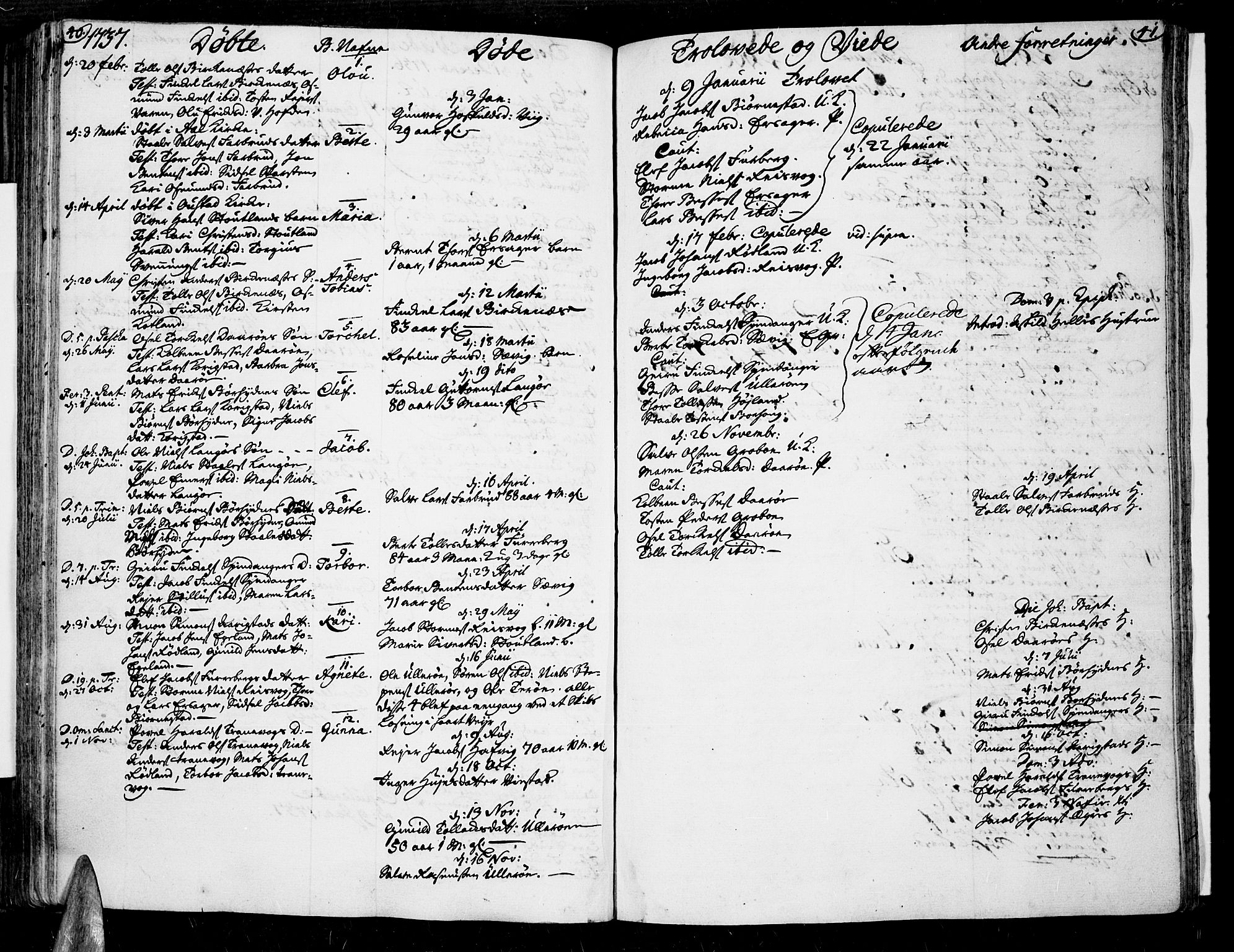 Lista sokneprestkontor, SAK/1111-0027/F/Fa/L0002: Parish register (official) no. A 2 /3, 1726-1751, p. 40-41