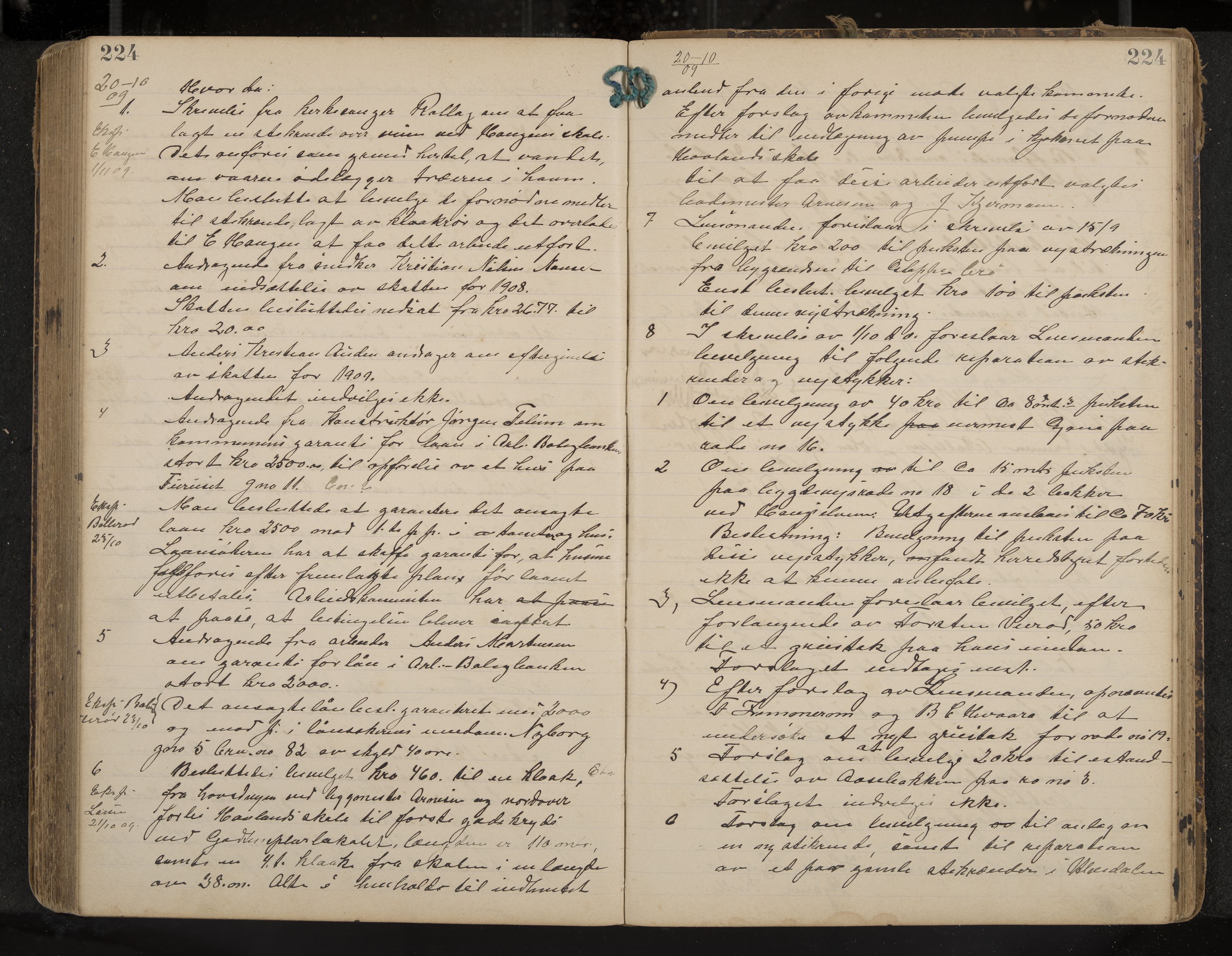 Hedrum formannskap og sentraladministrasjon, IKAK/0727021/A/Aa/L0005: Møtebok, 1899-1911, p. 224