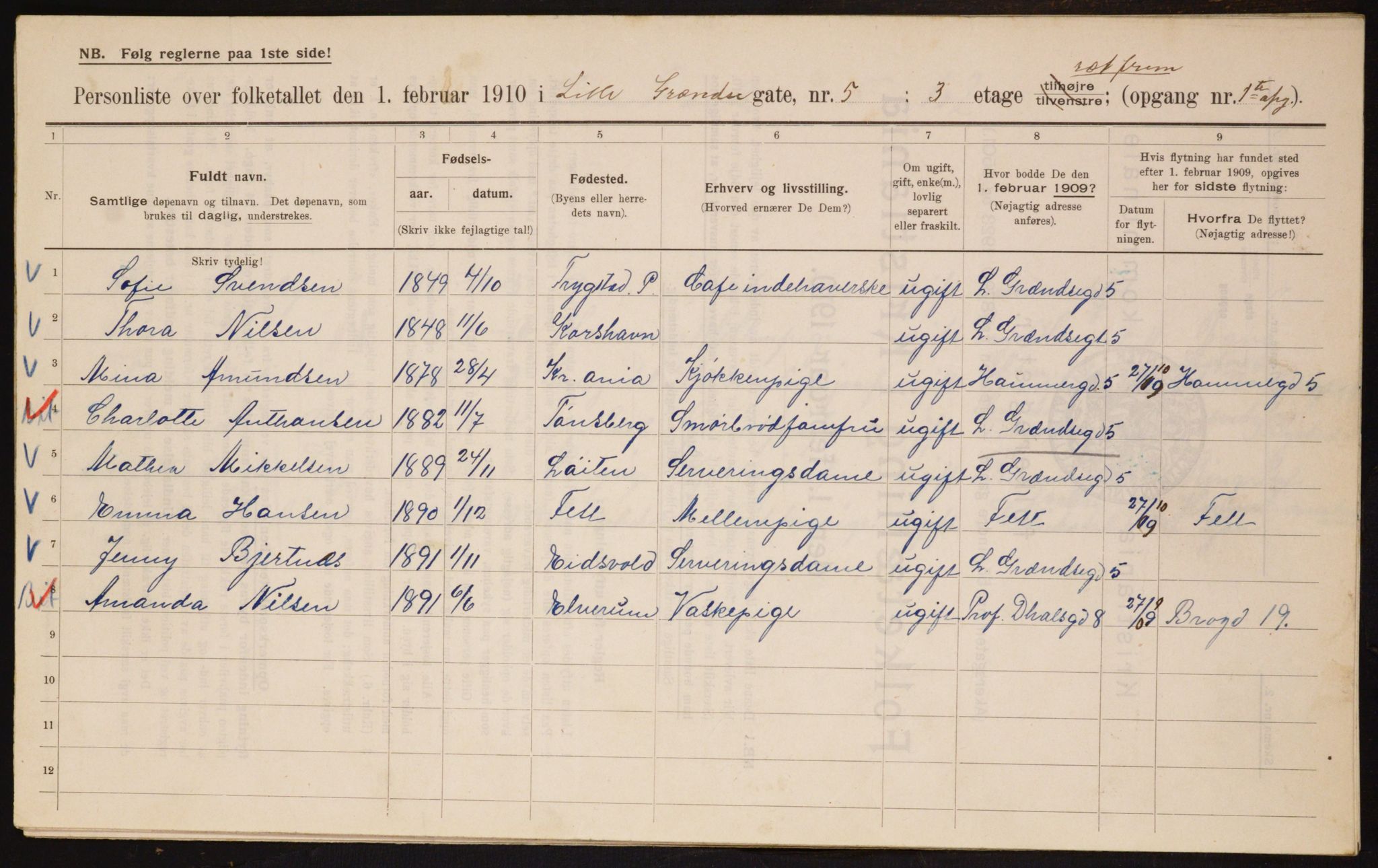 OBA, Municipal Census 1910 for Kristiania, 1910, p. 55563