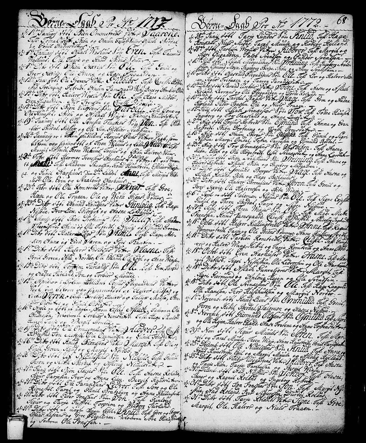 Vinje kirkebøker, AV/SAKO-A-312/F/Fa/L0002: Parish register (official) no. I 2, 1767-1814, p. 68