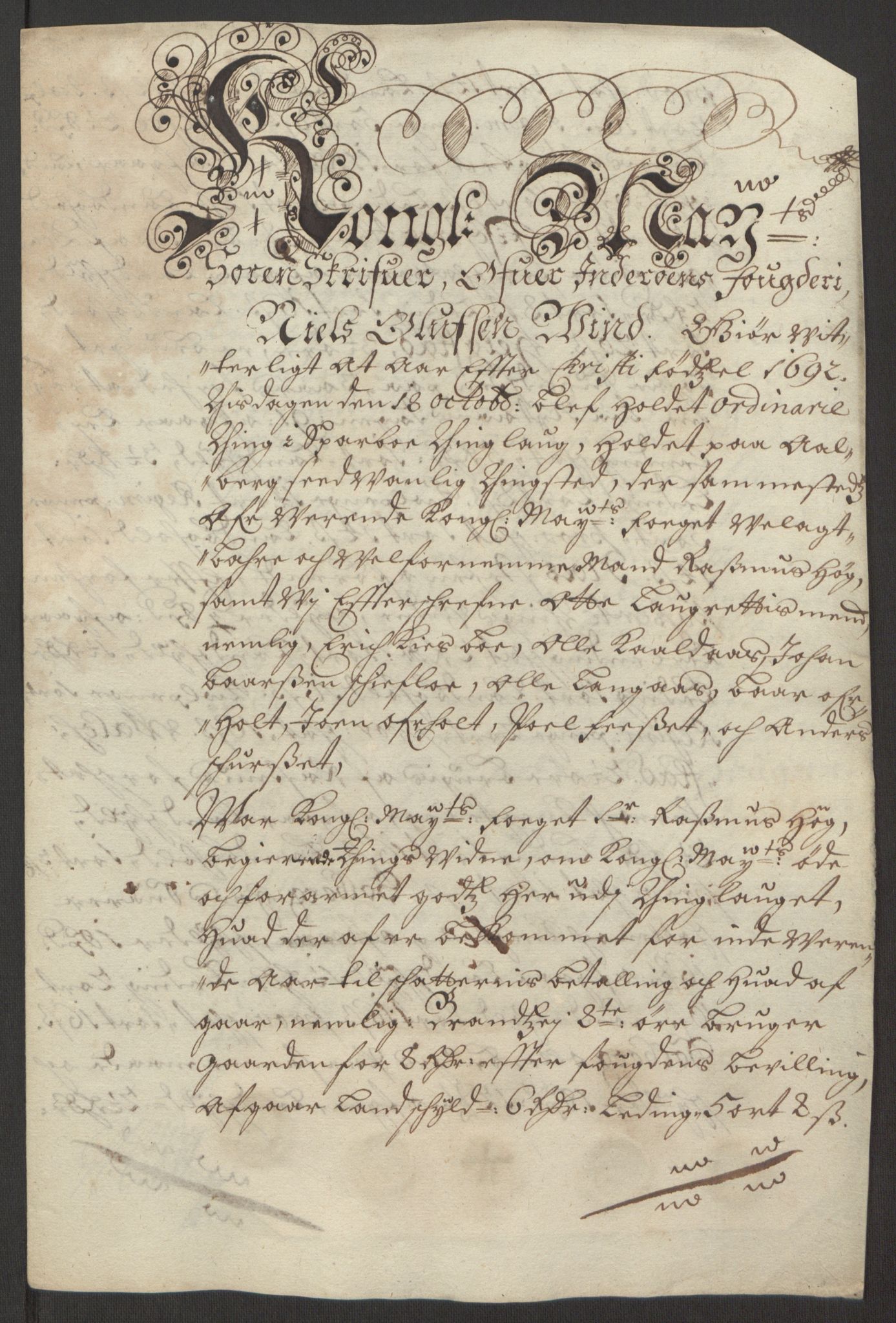 Rentekammeret inntil 1814, Reviderte regnskaper, Fogderegnskap, AV/RA-EA-4092/R63/L4308: Fogderegnskap Inderøy, 1692-1694, p. 239