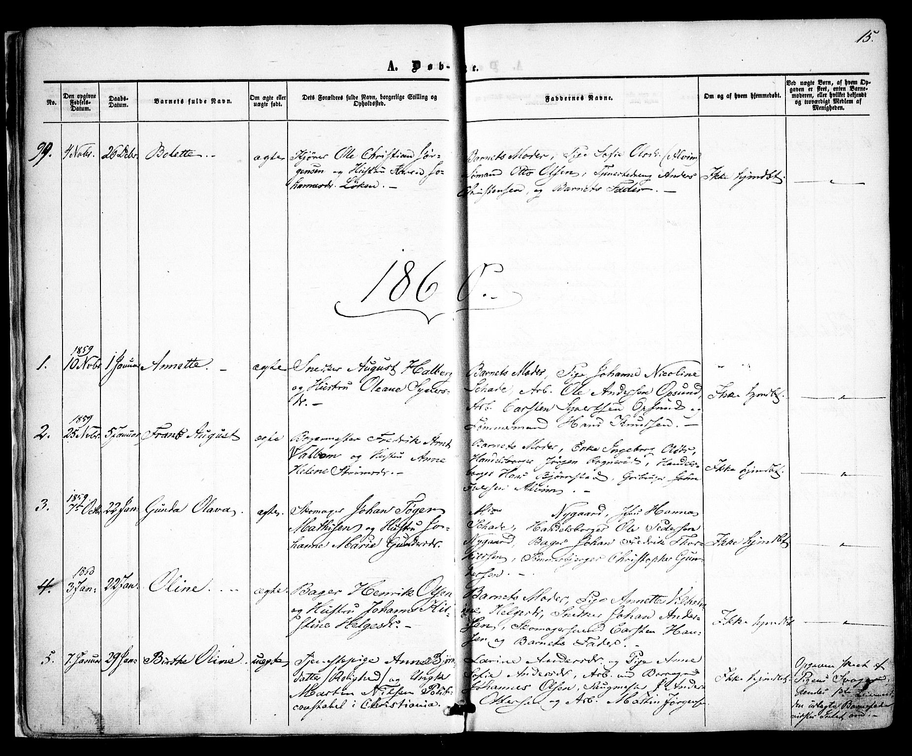 Sarpsborg prestekontor Kirkebøker, SAO/A-2006/F/Fa/L0001: Parish register (official) no. 1, 1859-1868, p. 15