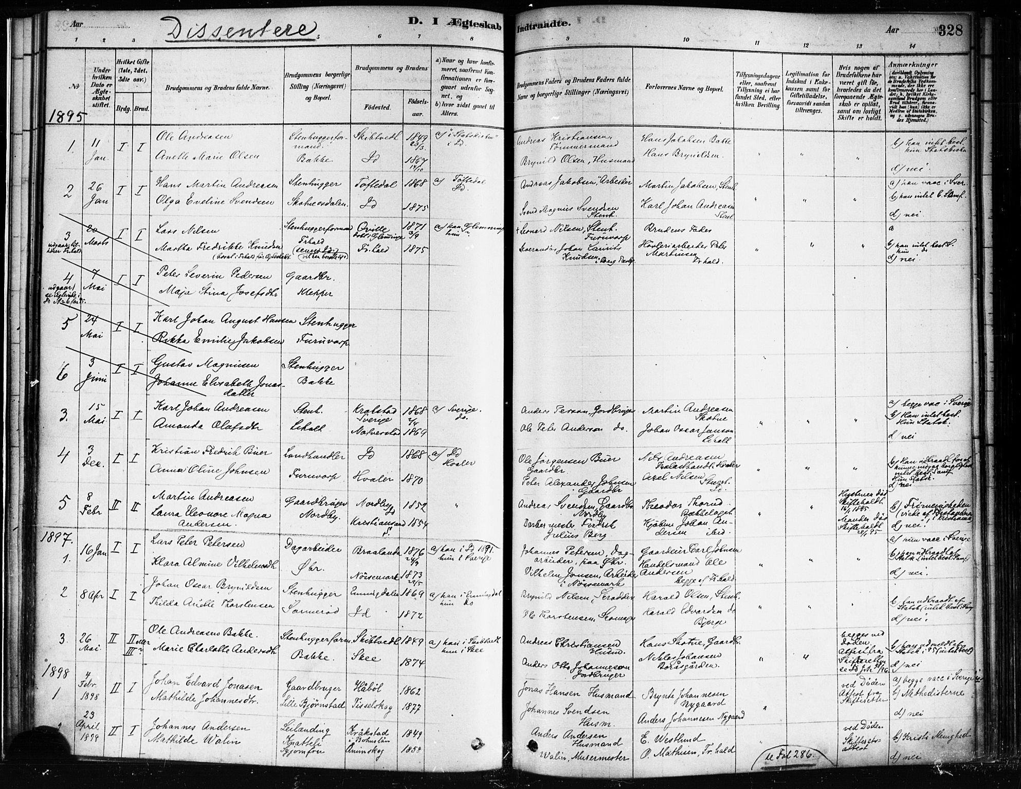 Idd prestekontor Kirkebøker, SAO/A-10911/F/Fc/L0006b: Parish register (official) no. III 6B, 1878-1903, p. 328