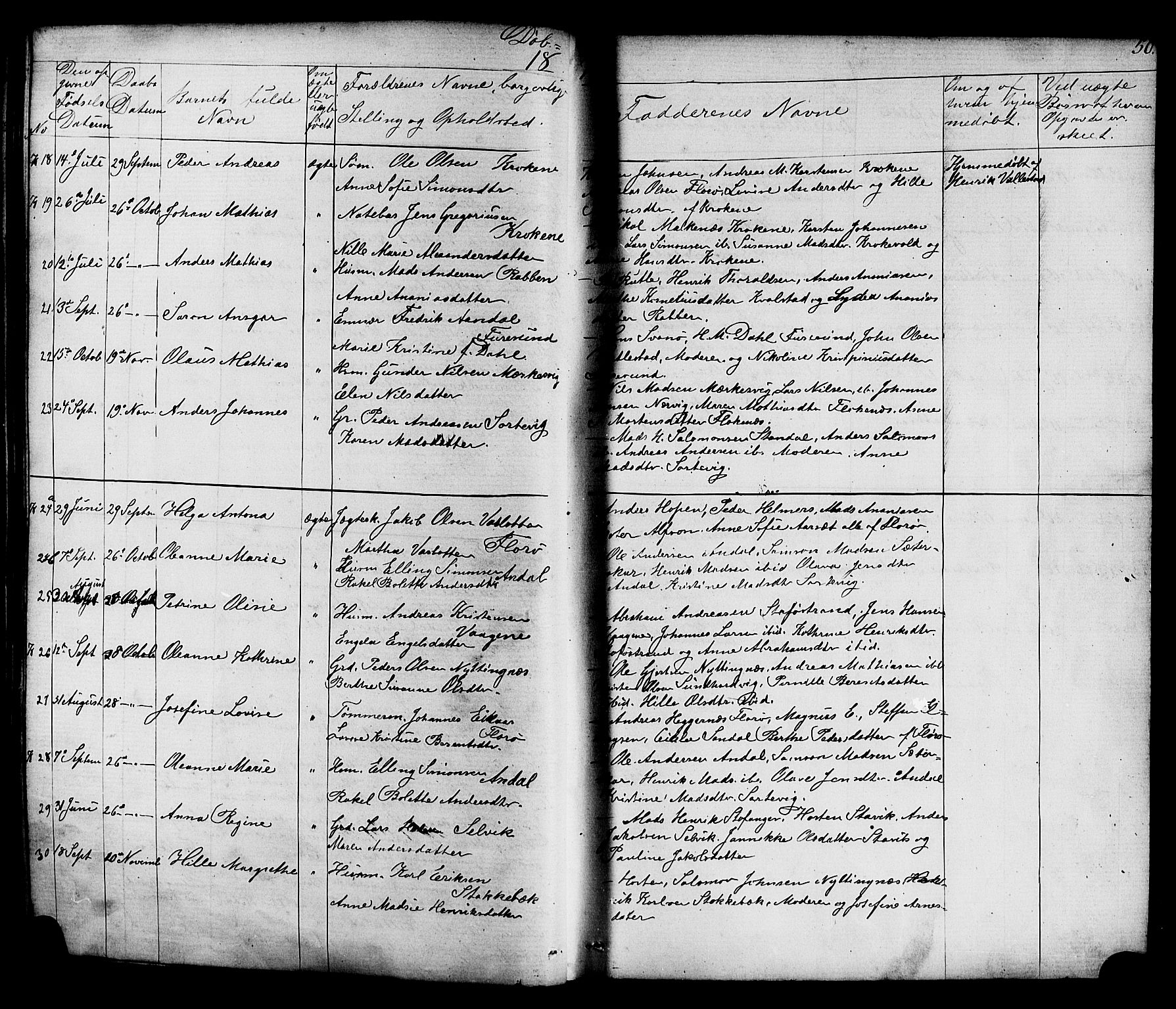 Kinn sokneprestembete, AV/SAB-A-80801/H/Hab/Habc/L0002: Parish register (copy) no. C 2, 1869-1918, p. 50