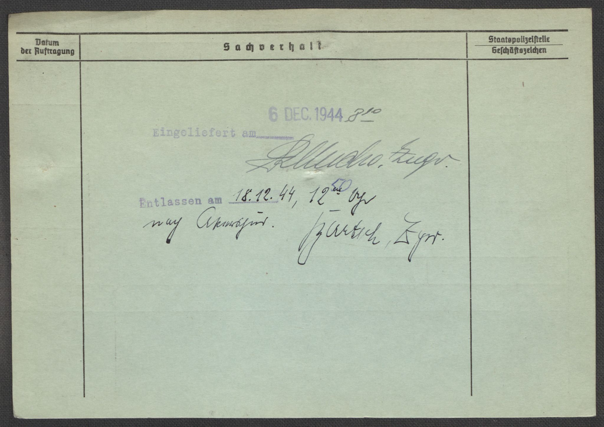 Befehlshaber der Sicherheitspolizei und des SD, AV/RA-RAFA-5969/E/Ea/Eaa/L0010: Register over norske fanger i Møllergata 19: Sø-Å, 1940-1945, p. 1261