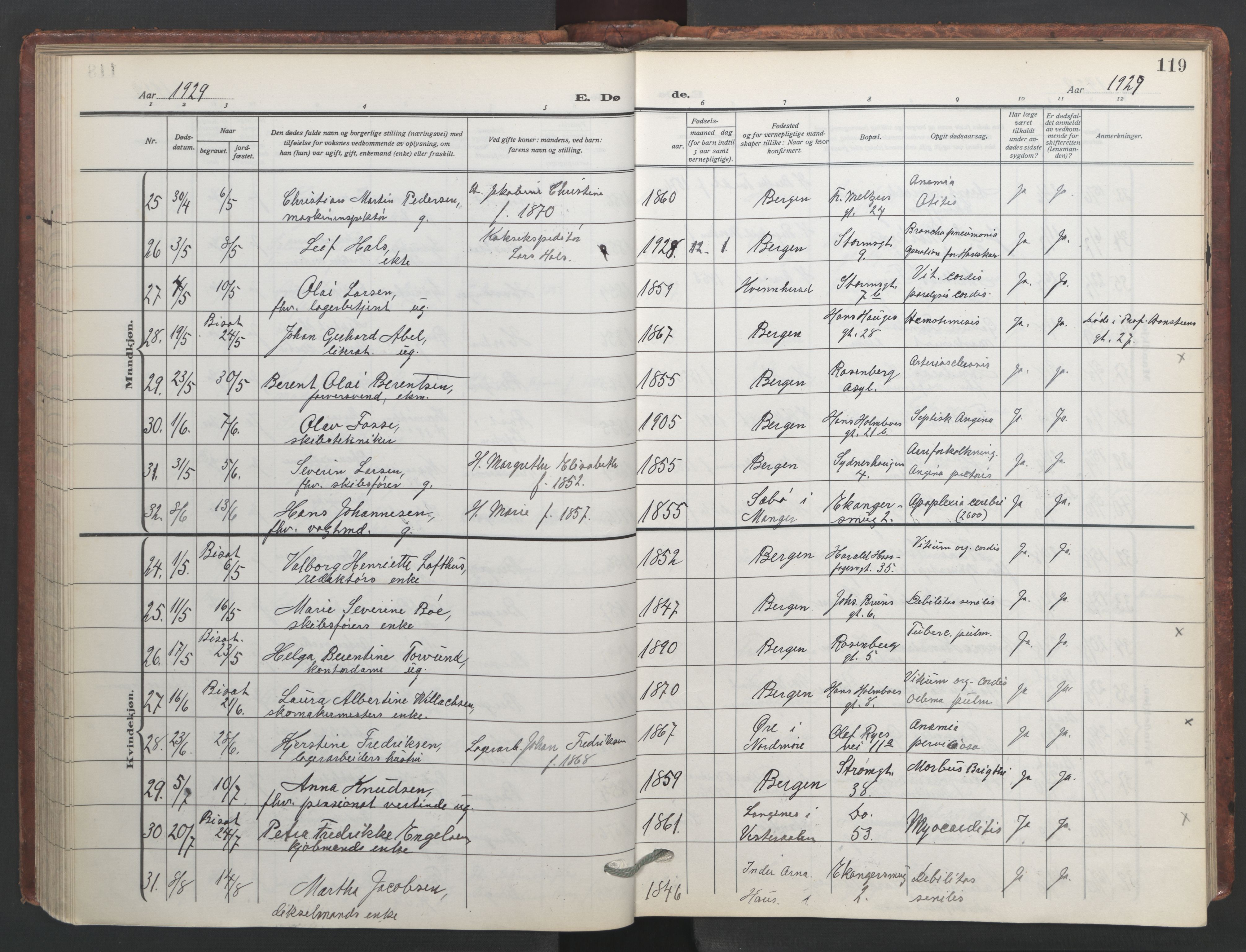 Johanneskirken sokneprestembete, SAB/A-76001/H/Hab: Parish register (copy) no. D 2, 1916-1950, p. 118b-119a