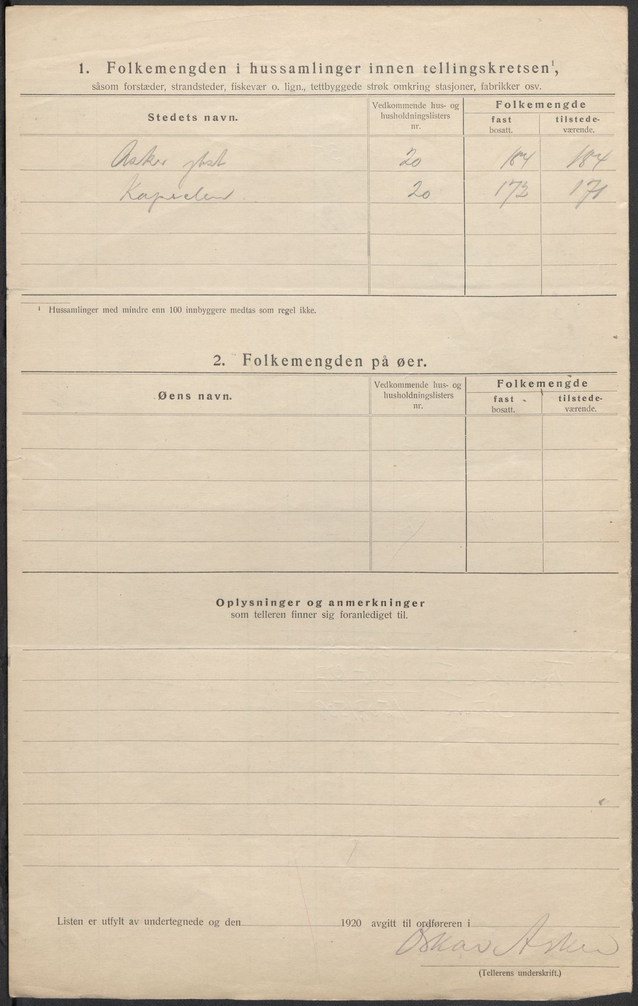 SAO, 1920 census for Asker, 1920, p. 10