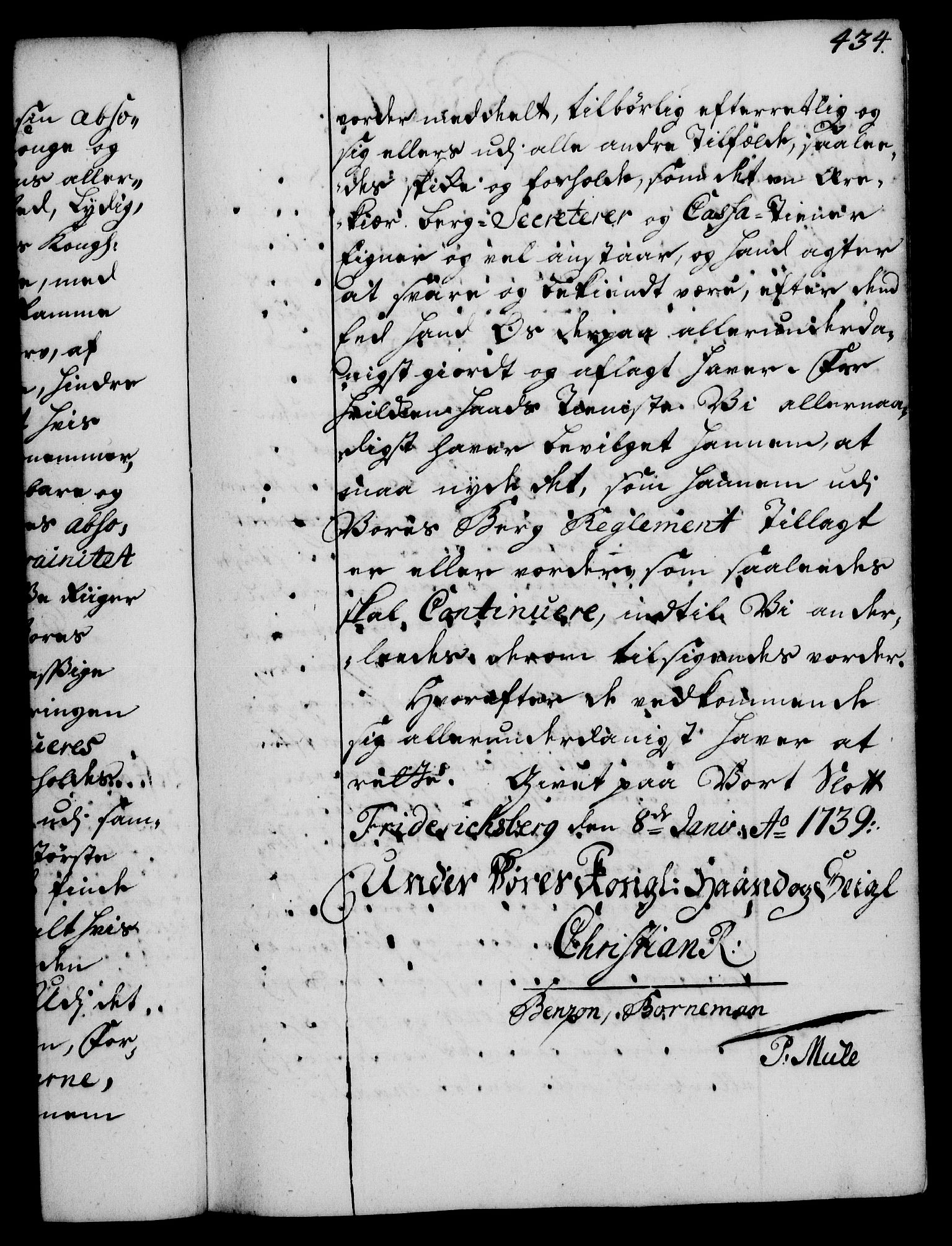 Rentekammeret, Kammerkanselliet, AV/RA-EA-3111/G/Gg/Gge/L0002: Norsk bestallingsprotokoll med register (merket RK 53.26), 1730-1744, p. 434