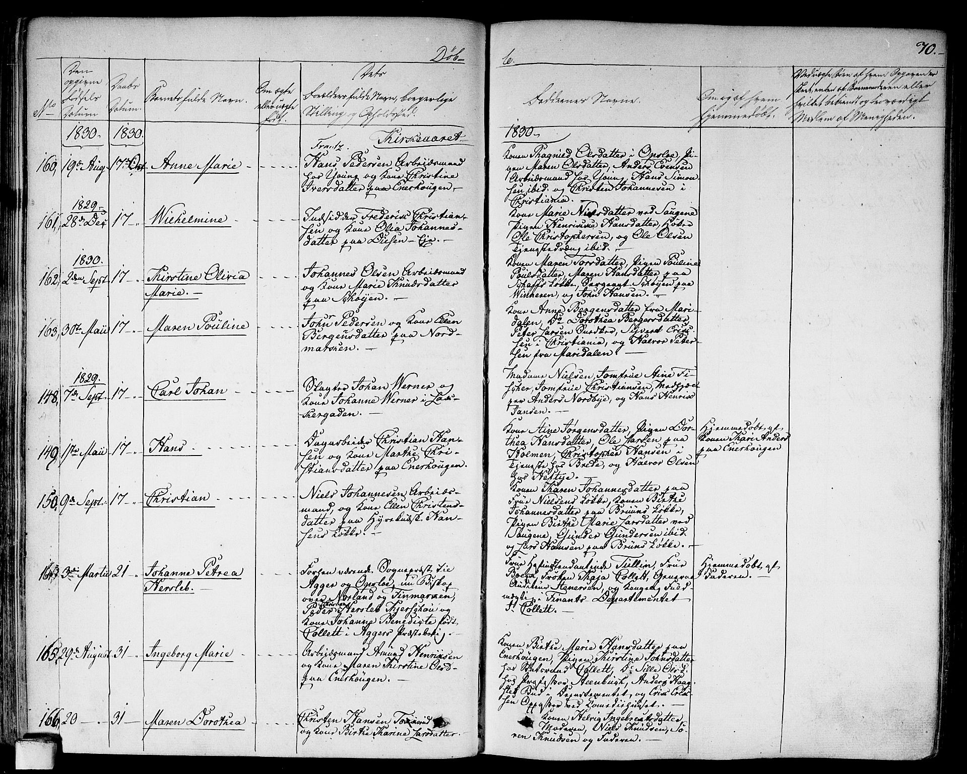 Aker prestekontor kirkebøker, SAO/A-10861/F/L0013: Parish register (official) no. 13, 1828-1837, p. 70