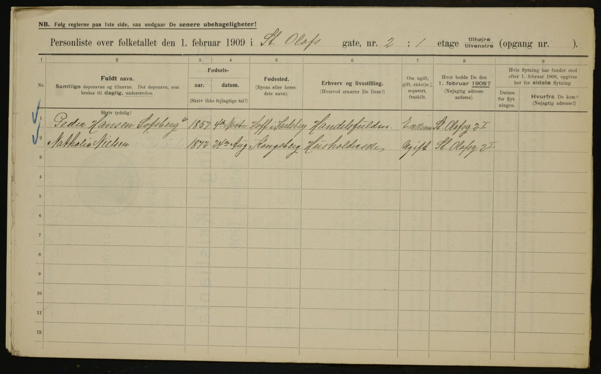 OBA, Municipal Census 1909 for Kristiania, 1909, p. 79920