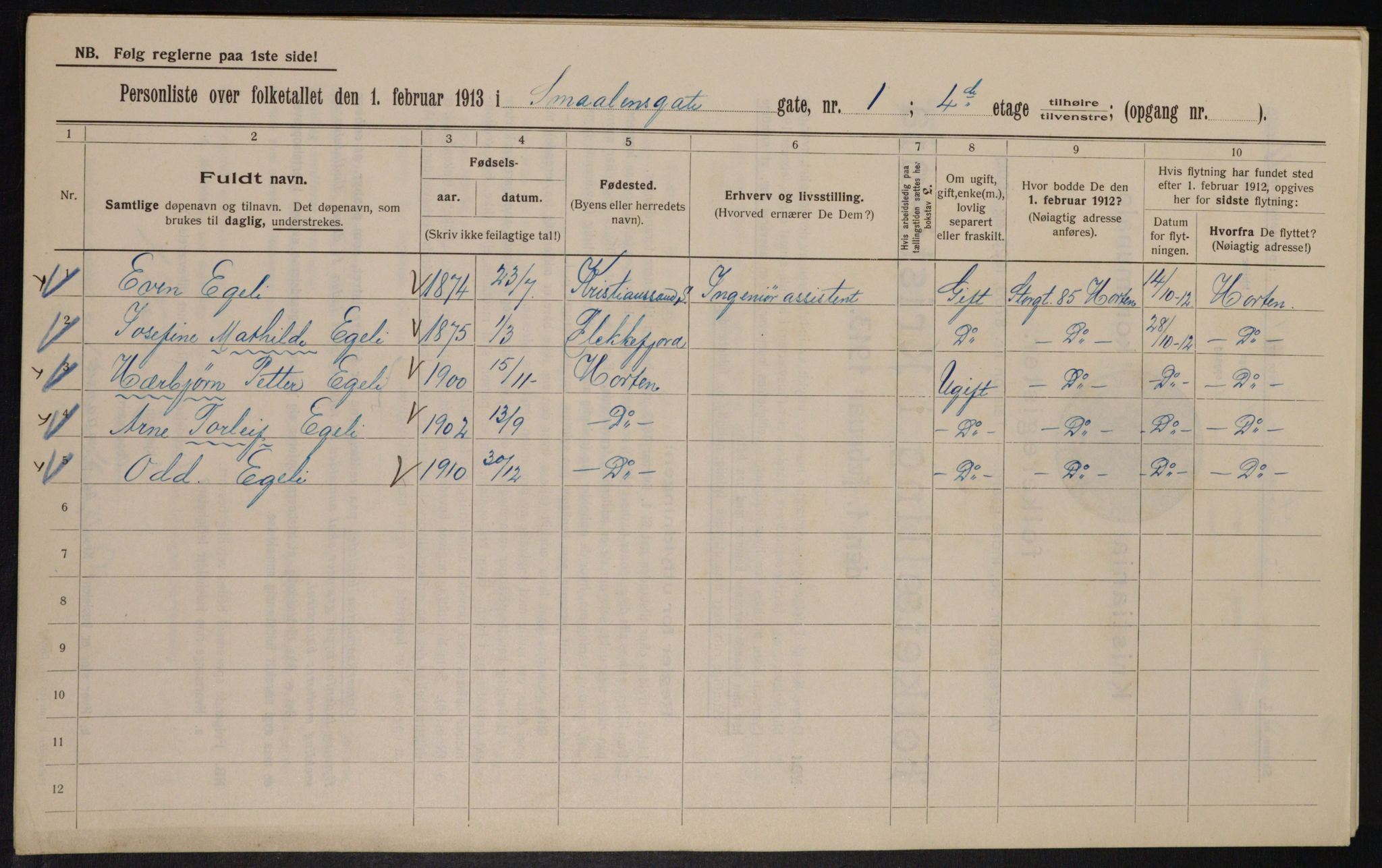 OBA, Municipal Census 1913 for Kristiania, 1913, p. 97715