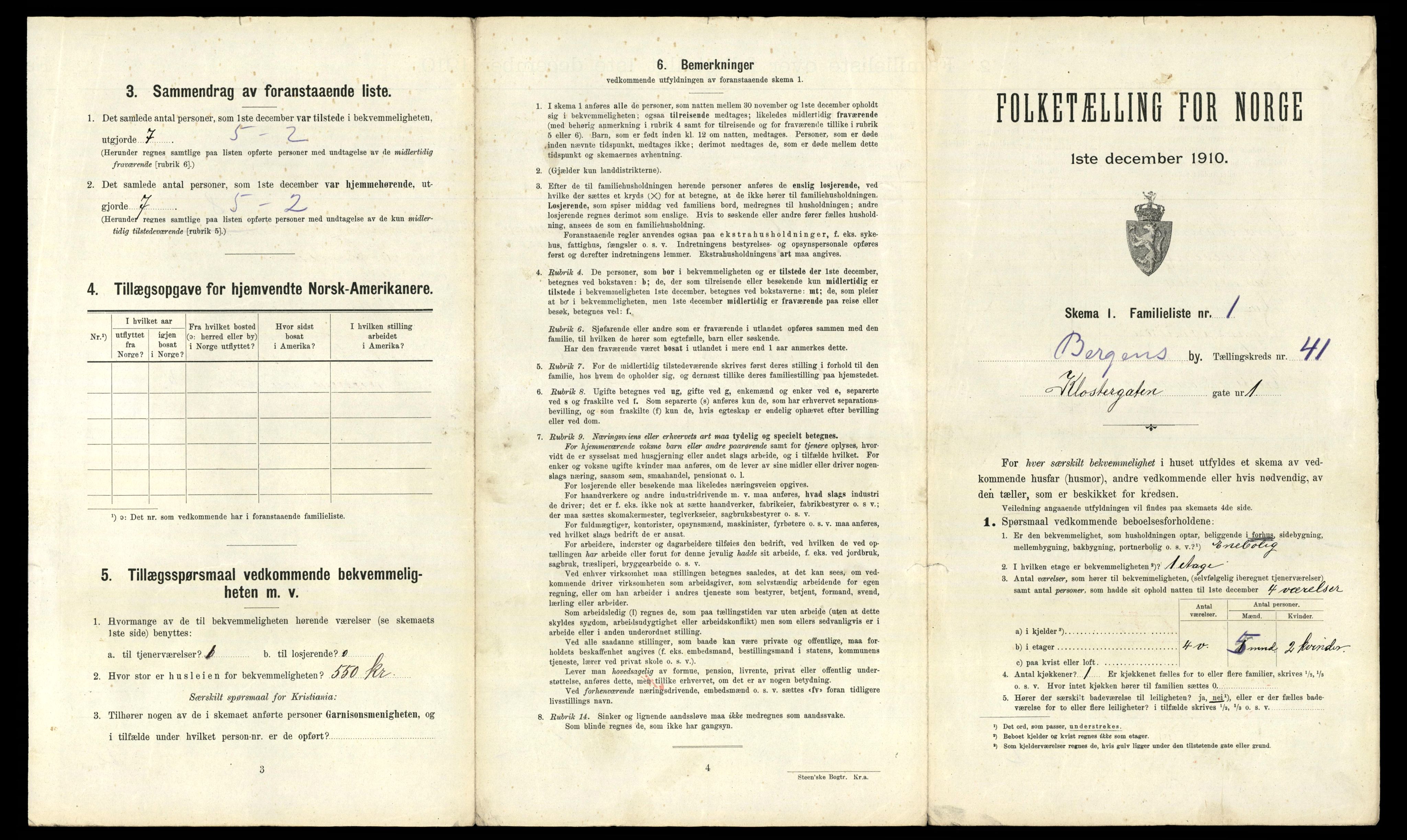 RA, 1910 census for Bergen, 1910, p. 13825