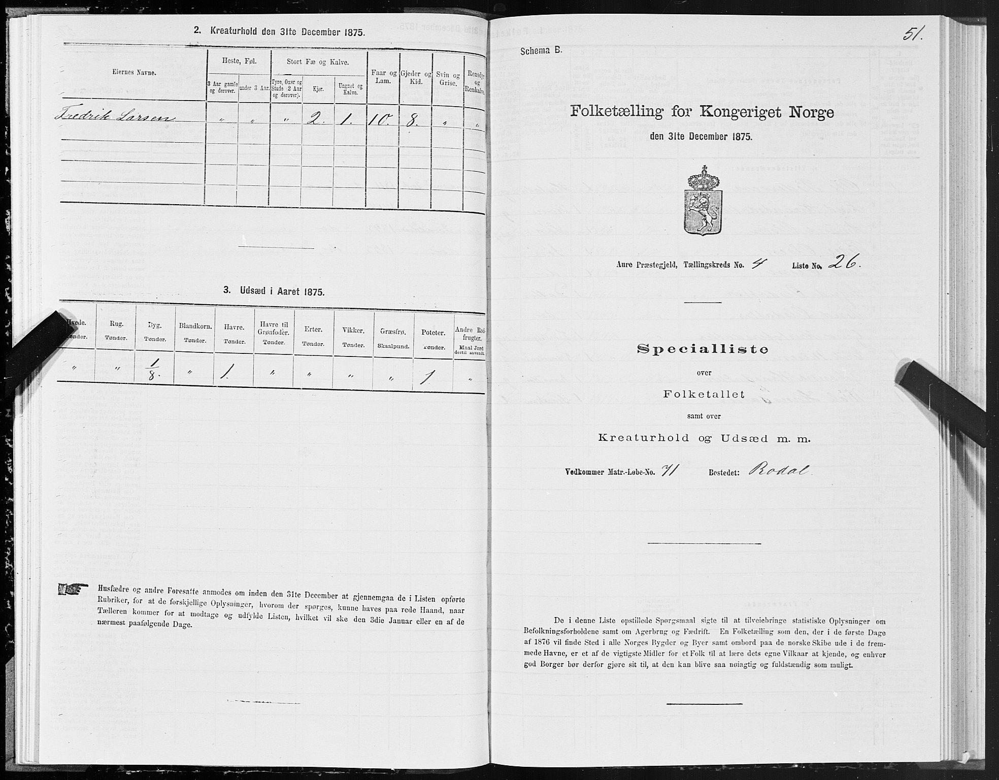 SAT, 1875 census for 1569P Aure, 1875, p. 4051