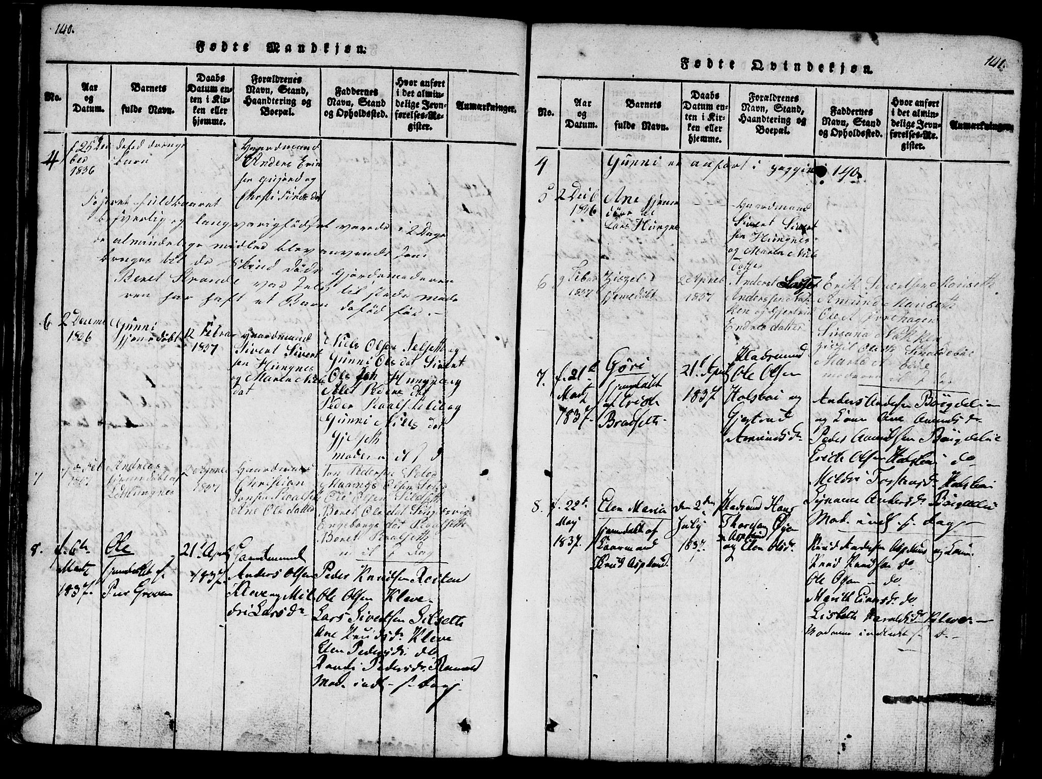 Ministerialprotokoller, klokkerbøker og fødselsregistre - Møre og Romsdal, AV/SAT-A-1454/557/L0679: Parish register (official) no. 557A01, 1818-1843, p. 140-141