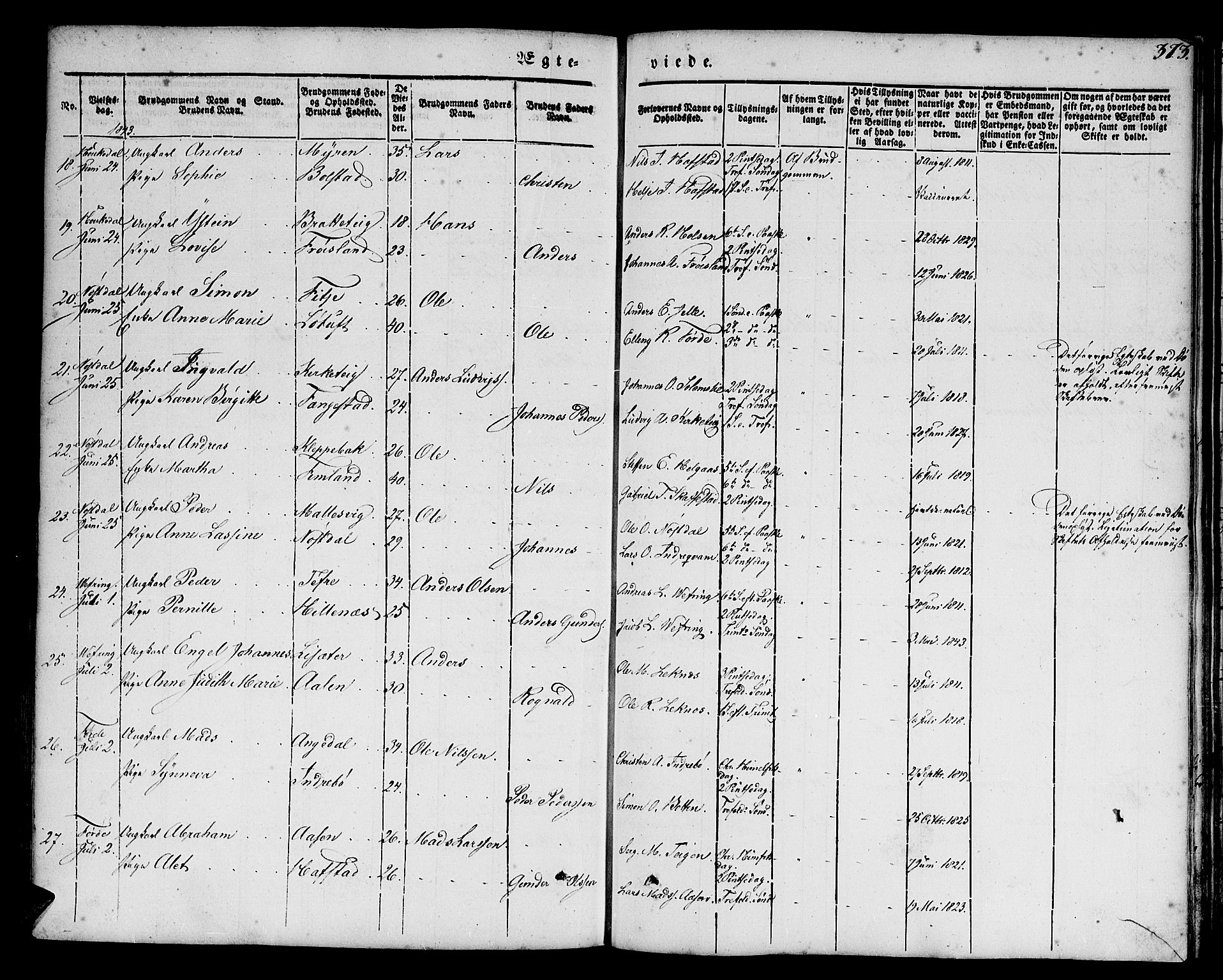 Førde sokneprestembete, AV/SAB-A-79901/H/Haa/Haaa/L0007: Parish register (official) no. A 7, 1843-1860, p. 373