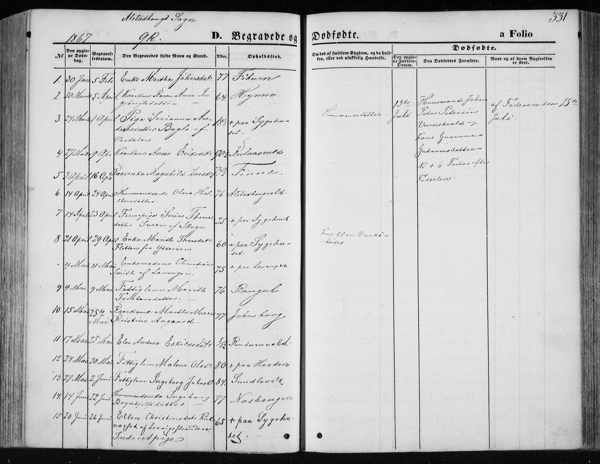 Ministerialprotokoller, klokkerbøker og fødselsregistre - Nord-Trøndelag, SAT/A-1458/717/L0157: Parish register (official) no. 717A08 /1, 1863-1877, p. 331