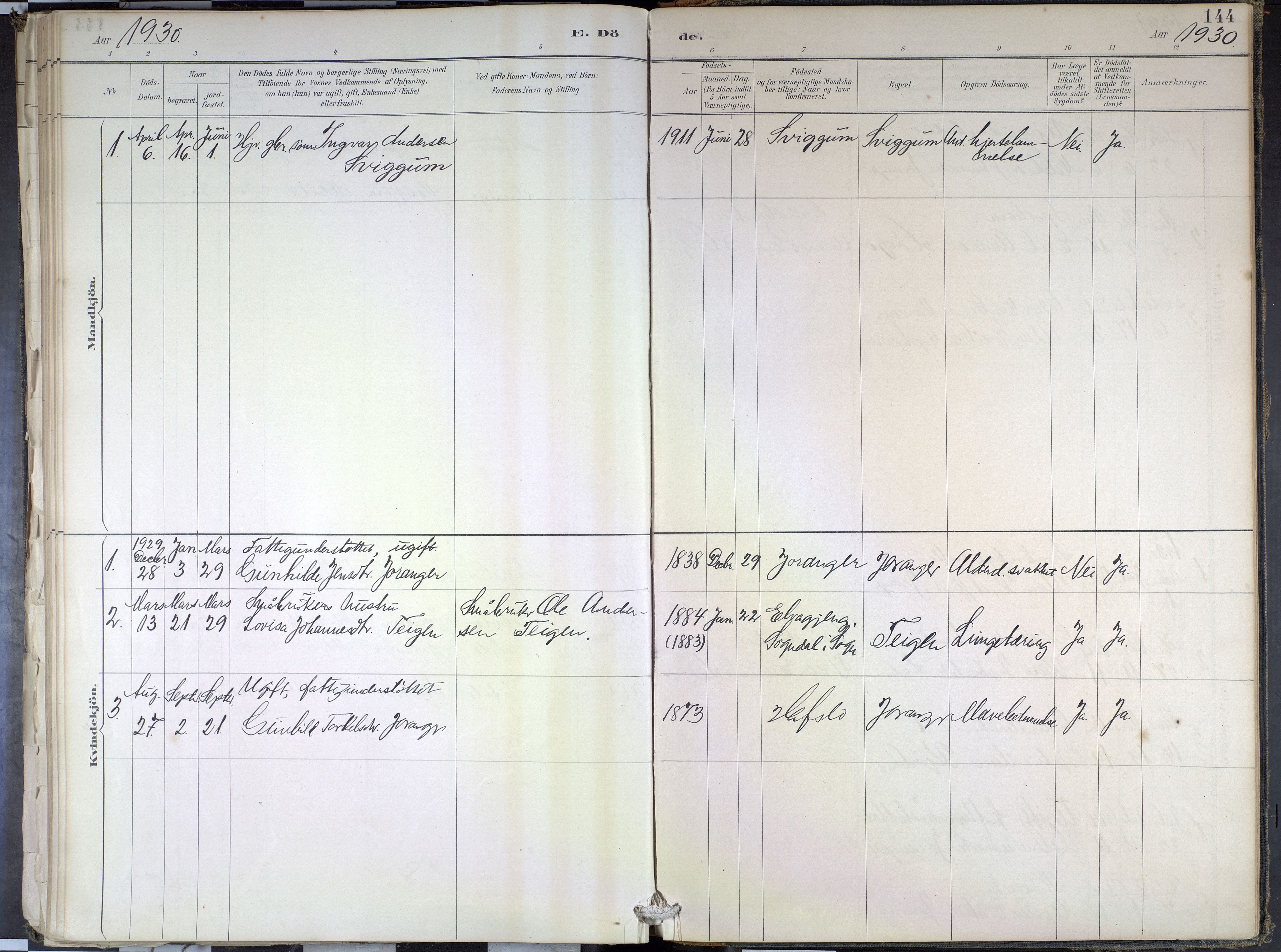 Hafslo sokneprestembete, SAB/A-80301/H/Haa/Haae/L0001: Parish register (official) no. E 1, 1886-1934, p. 144