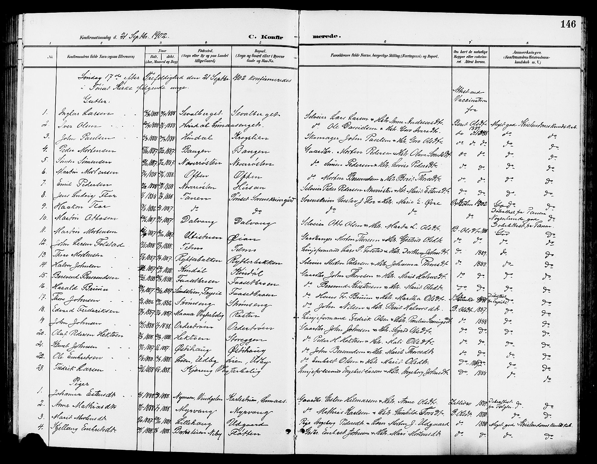 Tynset prestekontor, SAH/PREST-058/H/Ha/Hab/L0009: Parish register (copy) no. 9, 1900-1914, p. 146