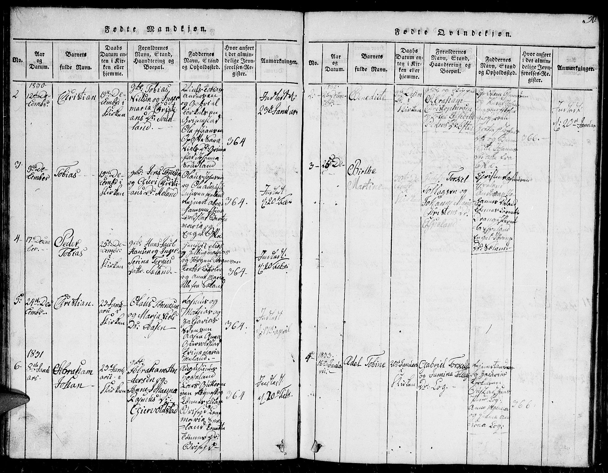 Herad sokneprestkontor, AV/SAK-1111-0018/F/Fb/Fba/L0001: Parish register (copy) no. B 1, 1815-1852, p. 50