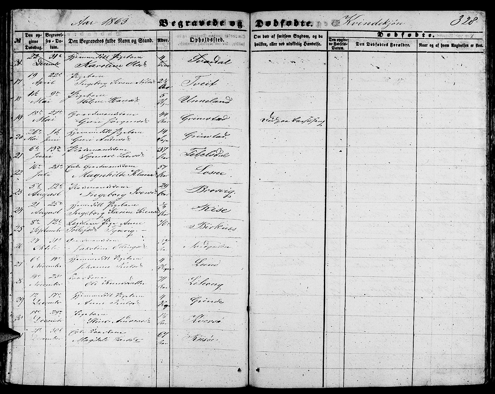 Gulen sokneprestembete, AV/SAB-A-80201/H/Hab/Habb/L0001: Parish register (copy) no. B 1, 1854-1866, p. 328