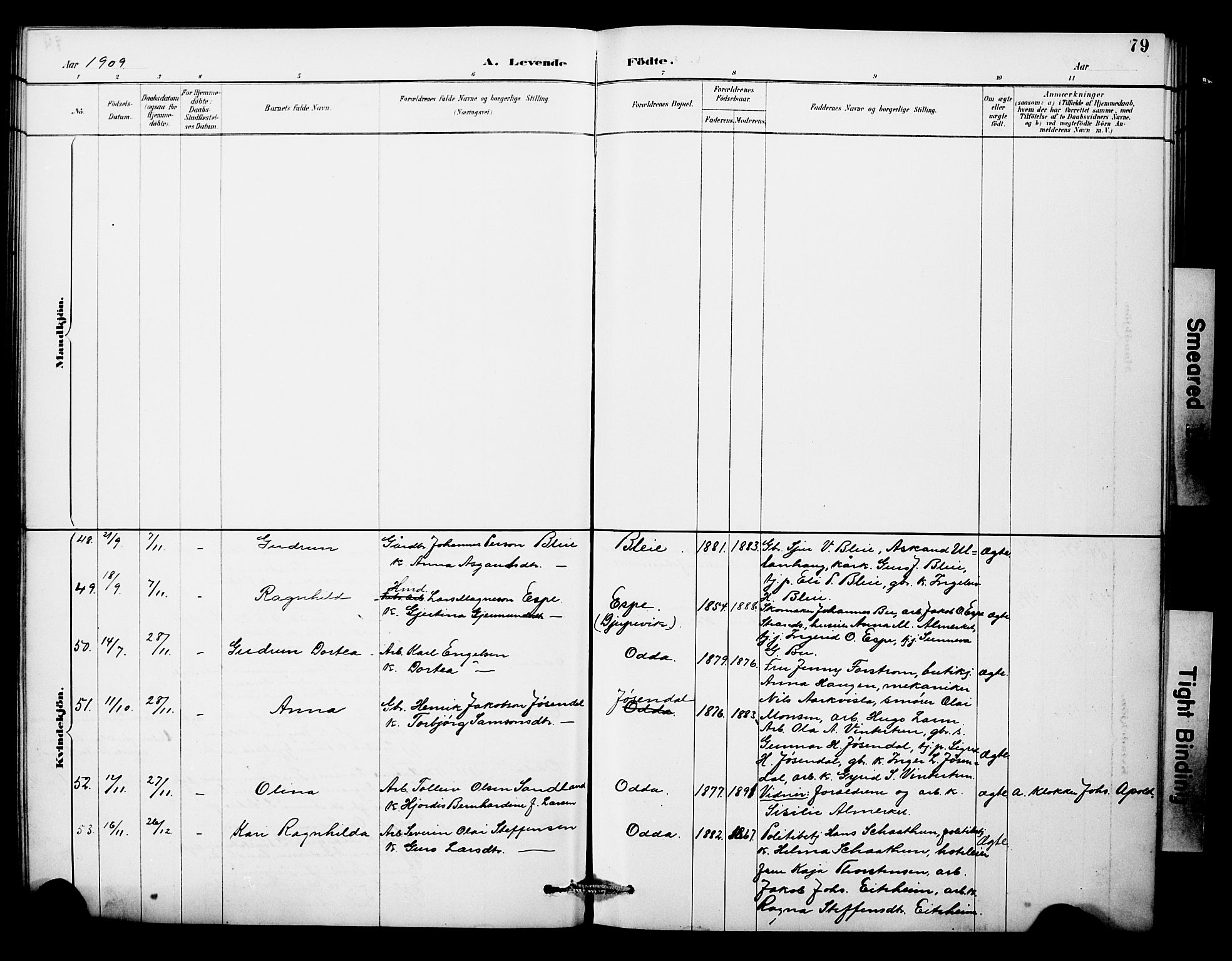 Odda Sokneprestembete, AV/SAB-A-77201/H/Hab: Parish register (copy) no. A 7, 1887-1912, p. 79