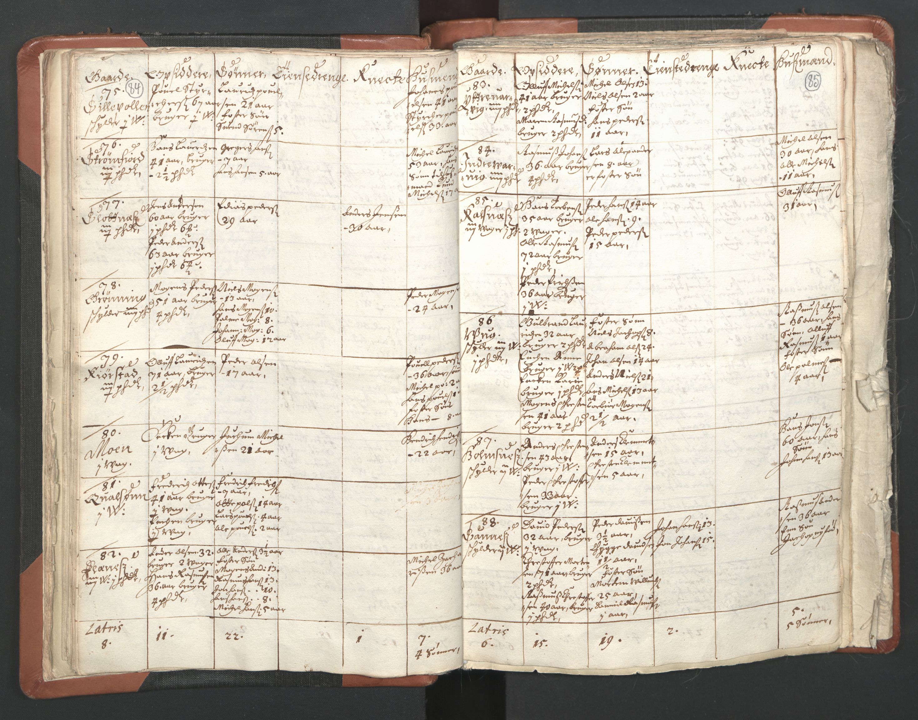 RA, Vicar's Census 1664-1666, no. 36: Lofoten and Vesterålen deanery, Senja deanery and Troms deanery, 1664-1666, p. 84-85
