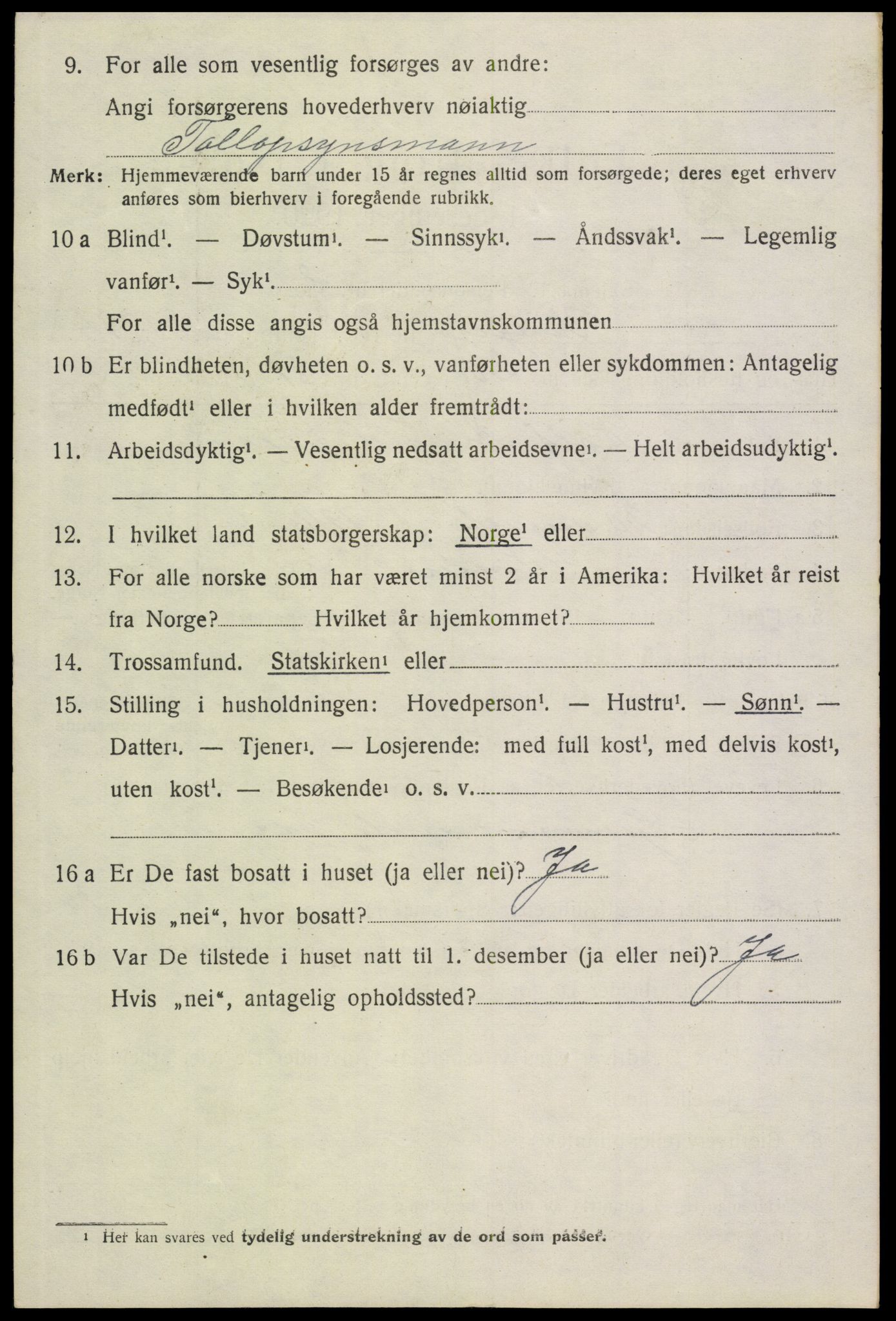 SAH, 1920 census for Vinger, 1920, p. 11603