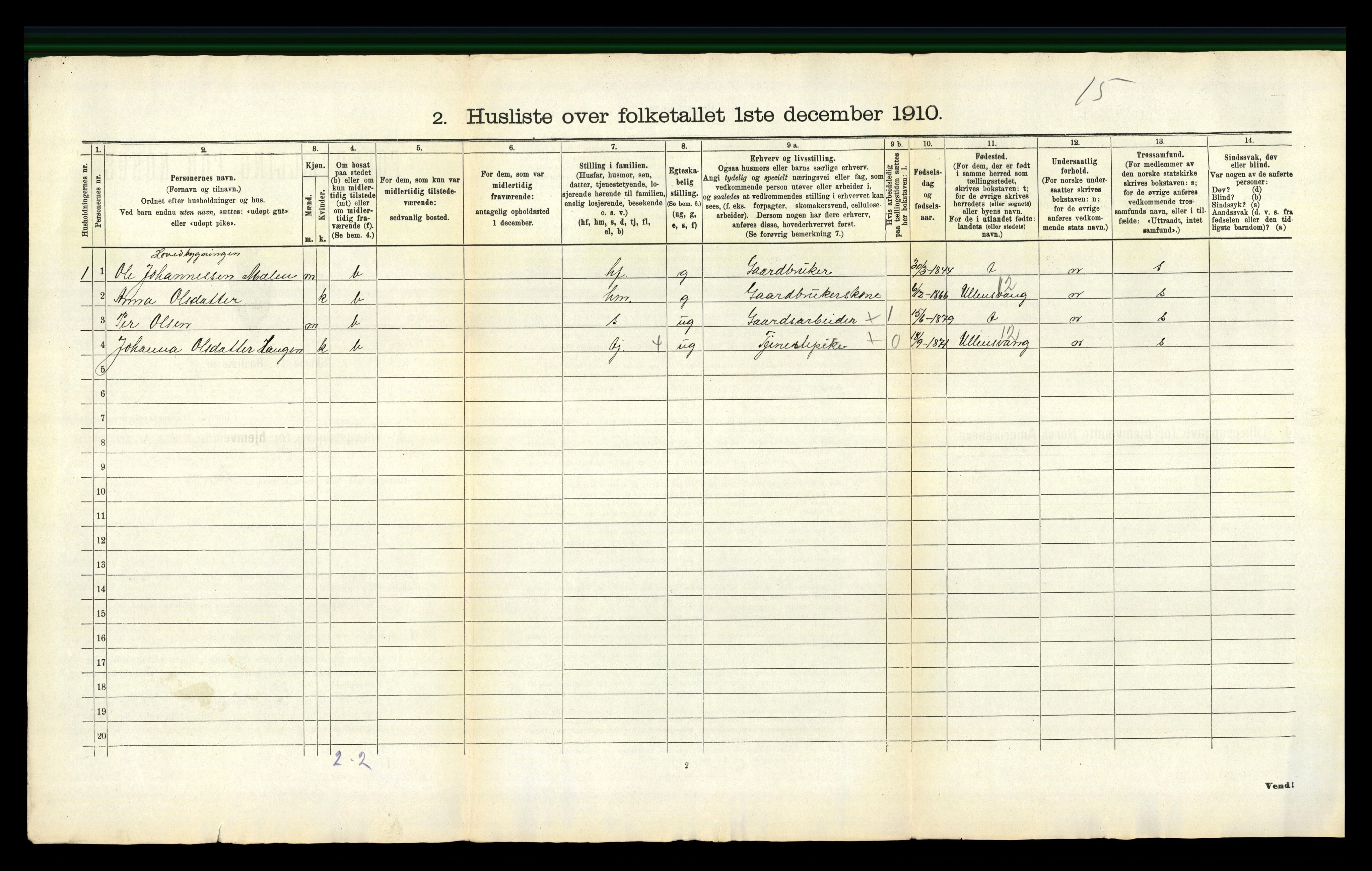 RA, 1910 census for Jondal, 1910, p. 37
