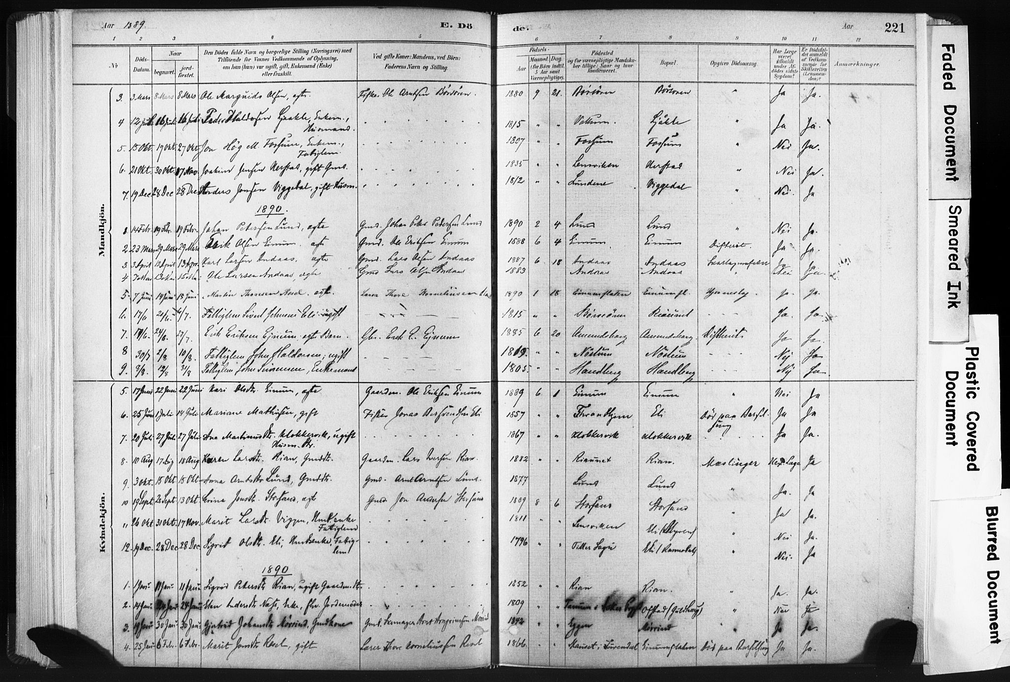 Ministerialprotokoller, klokkerbøker og fødselsregistre - Sør-Trøndelag, SAT/A-1456/665/L0773: Parish register (official) no. 665A08, 1879-1905, p. 221