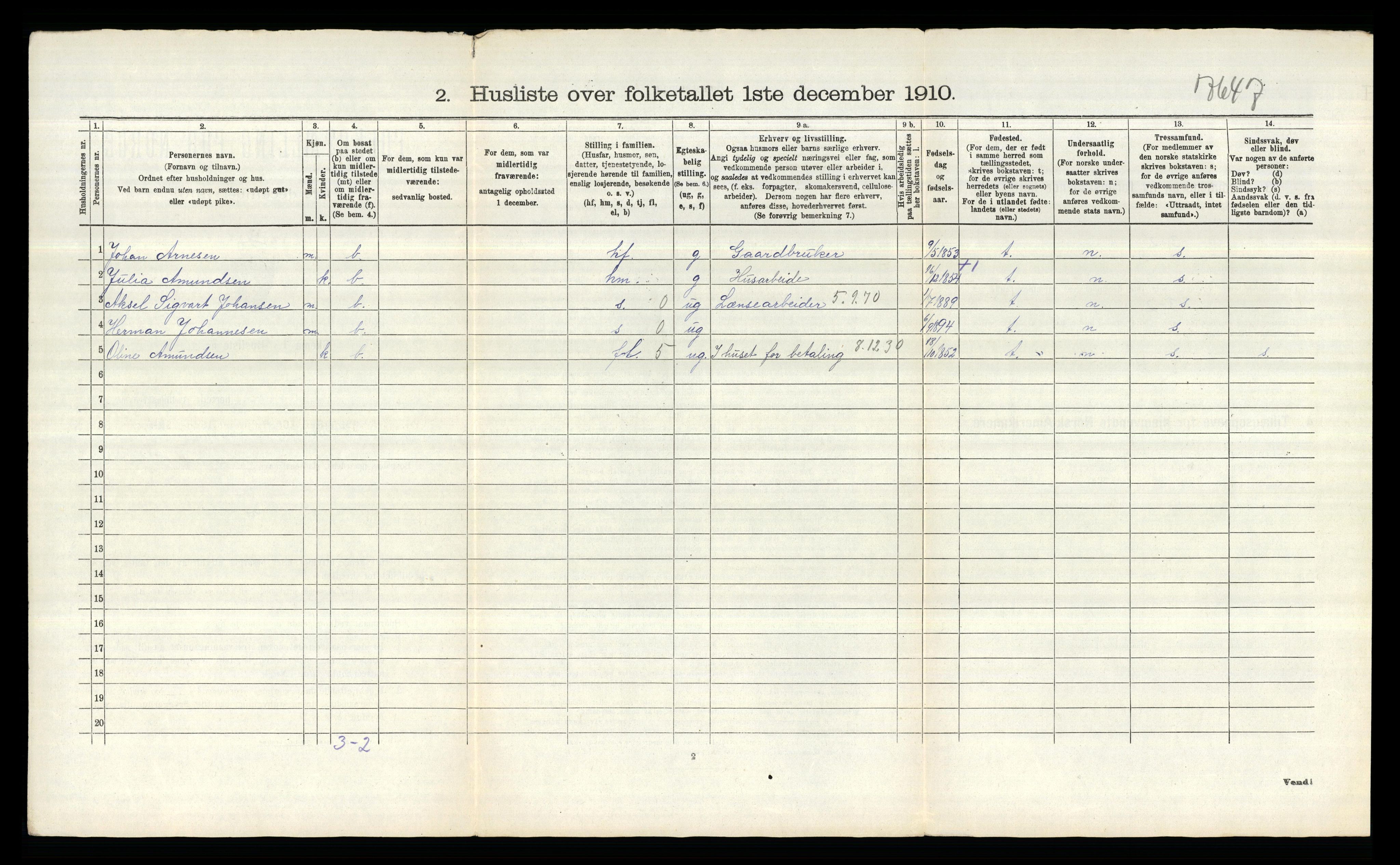 RA, 1910 census for Tune, 1910, p. 2373