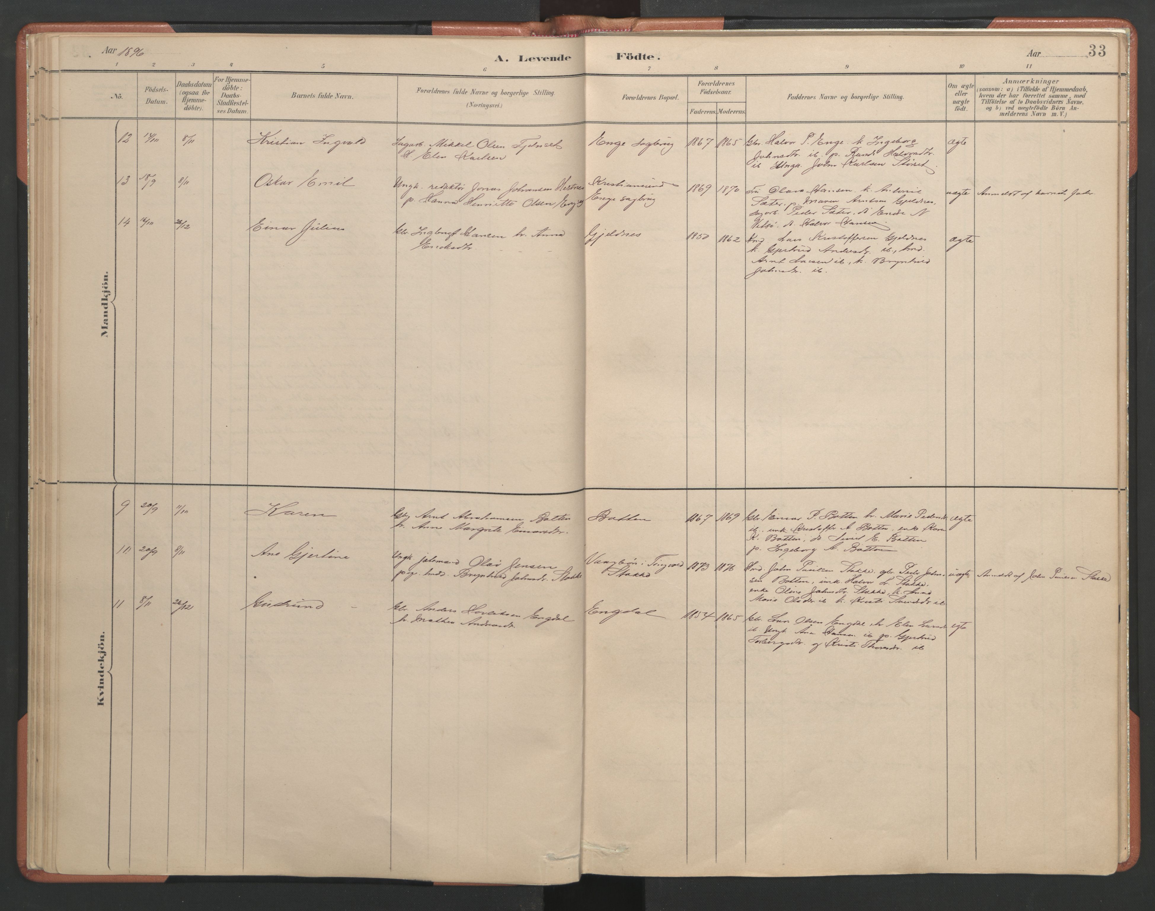 Ministerialprotokoller, klokkerbøker og fødselsregistre - Møre og Romsdal, AV/SAT-A-1454/580/L0926: Parish register (copy) no. 580C01, 1882-1903, p. 33