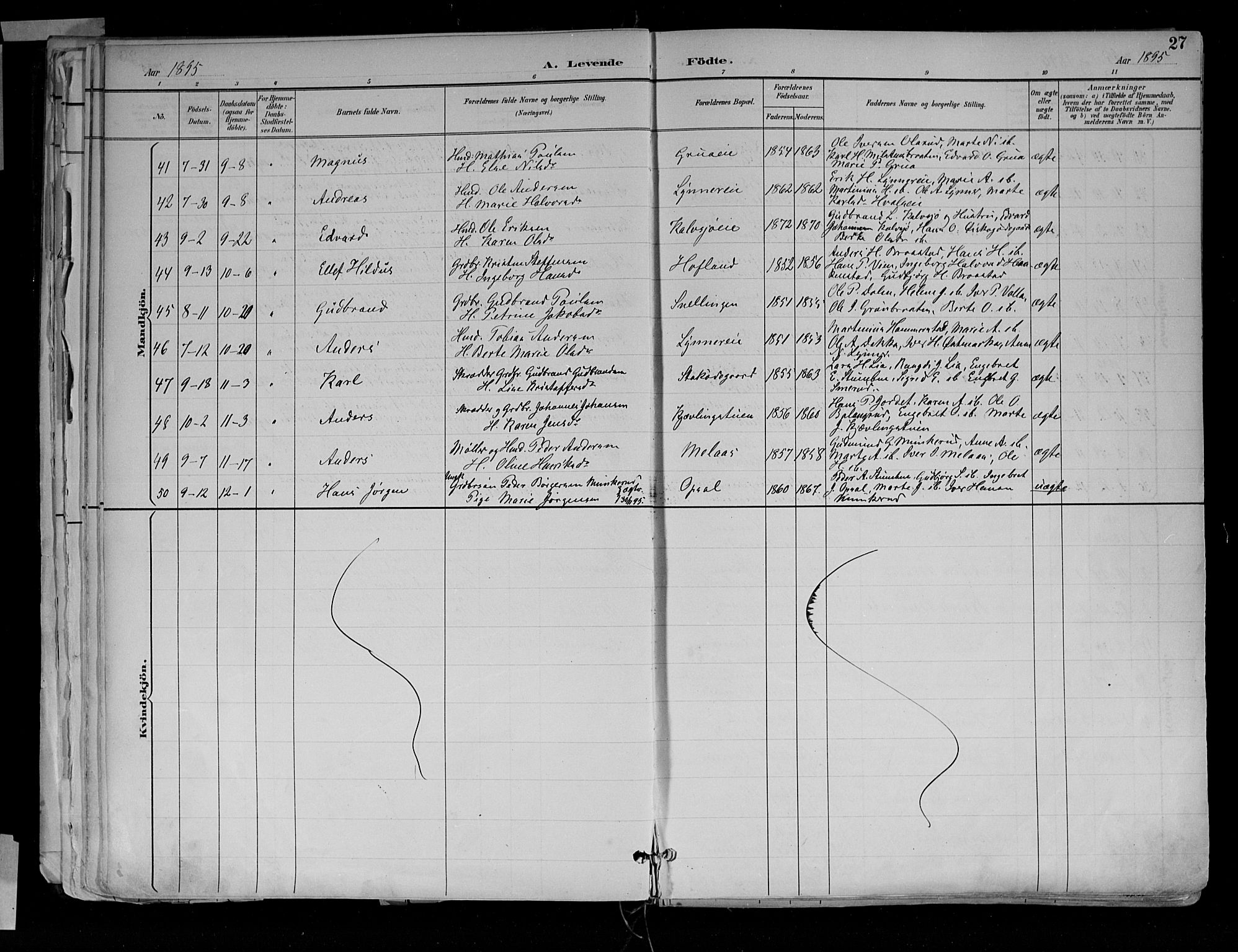 Jevnaker prestekontor, SAH/PREST-116/H/Ha/Haa/L0010: Parish register (official) no. 10, 1891-1906, p. 27