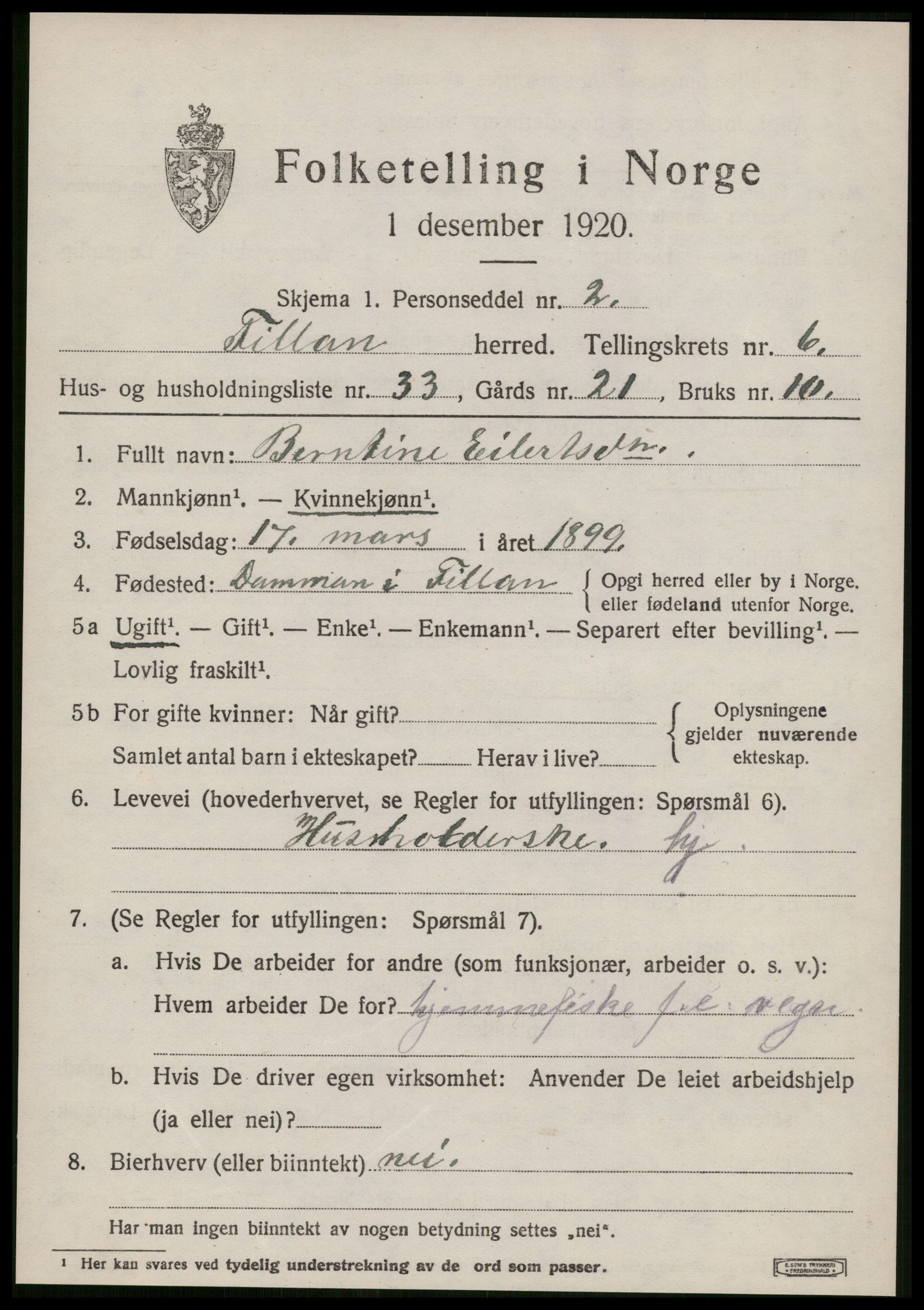 SAT, 1920 census for Fillan, 1920, p. 2970