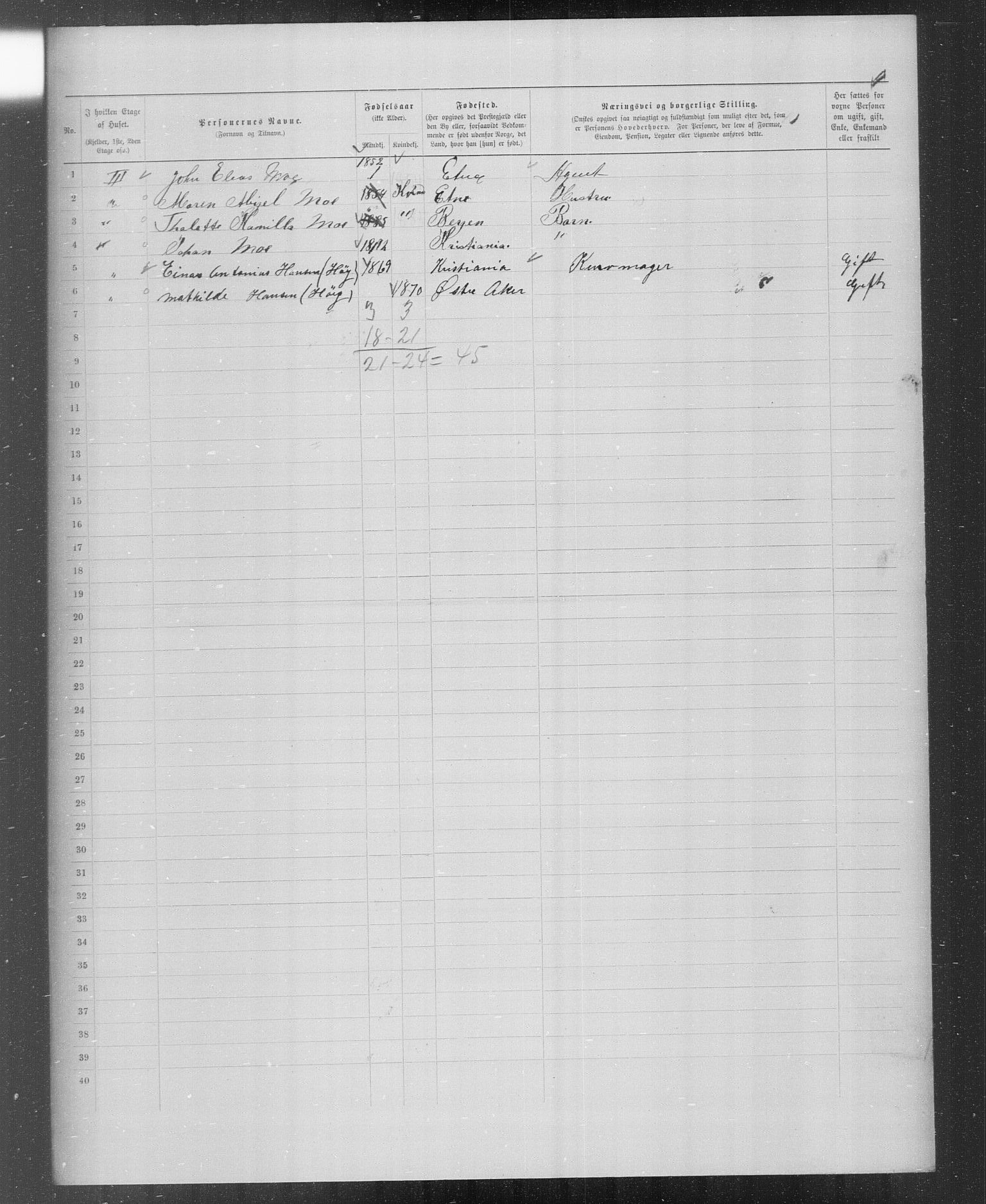 OBA, Municipal Census 1899 for Kristiania, 1899, p. 4569