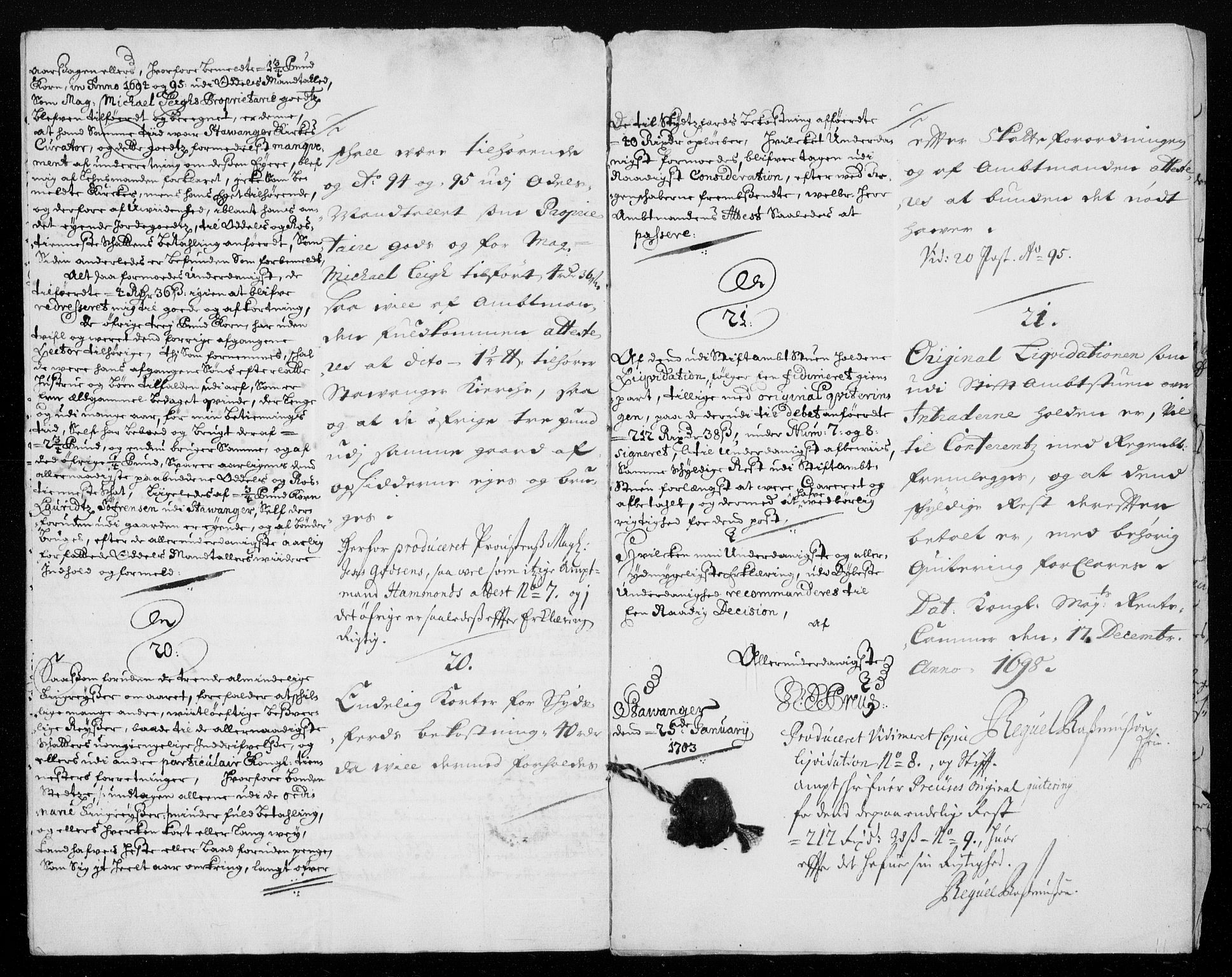 Rentekammeret inntil 1814, Reviderte regnskaper, Fogderegnskap, RA/EA-4092/R46/L2728: Fogderegnskap Jæren og Dalane, 1694-1696, p. 527