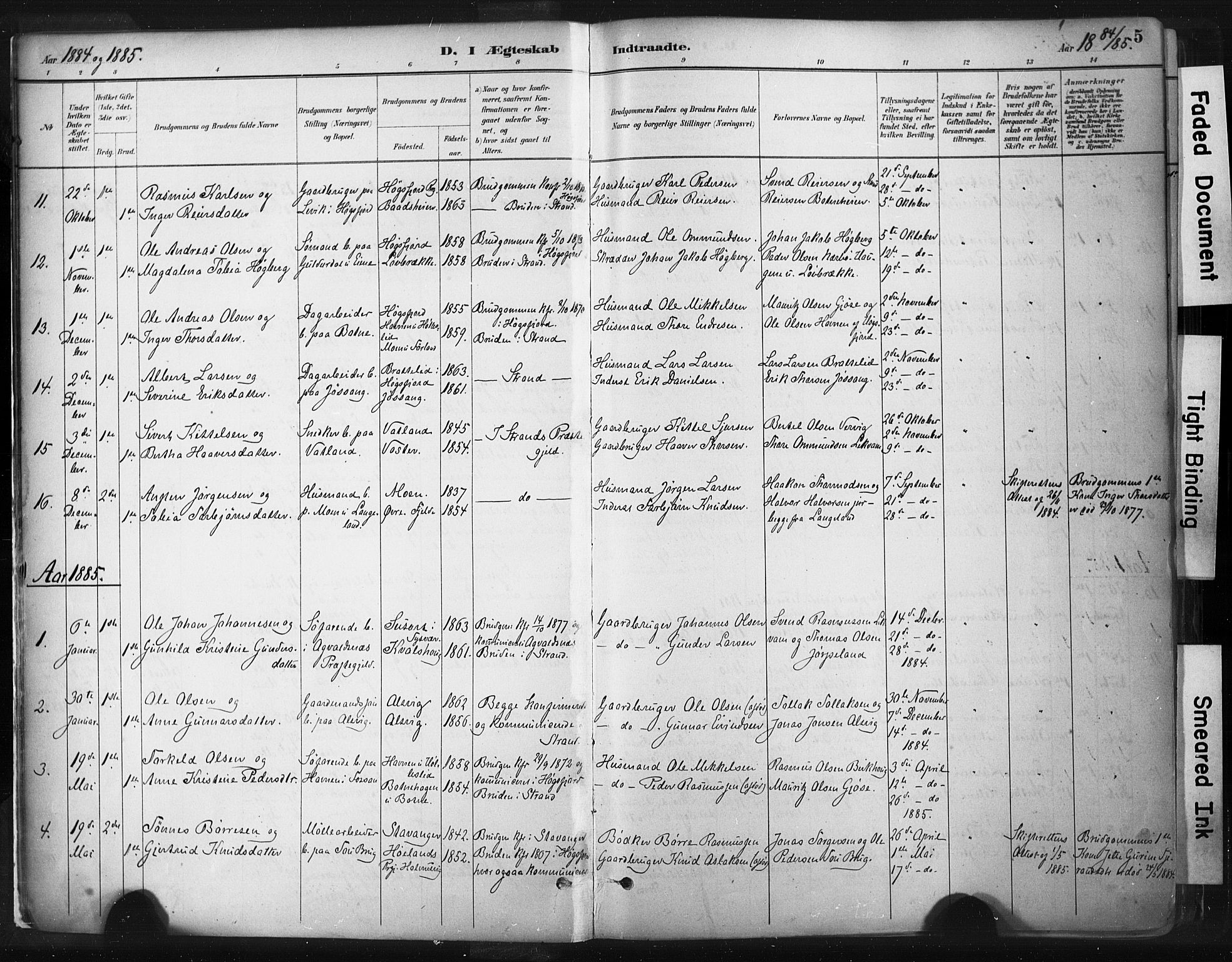 Strand sokneprestkontor, SAST/A-101828/H/Ha/Haa/L0010: Parish register (official) no. A 10, 1882-1929, p. 5