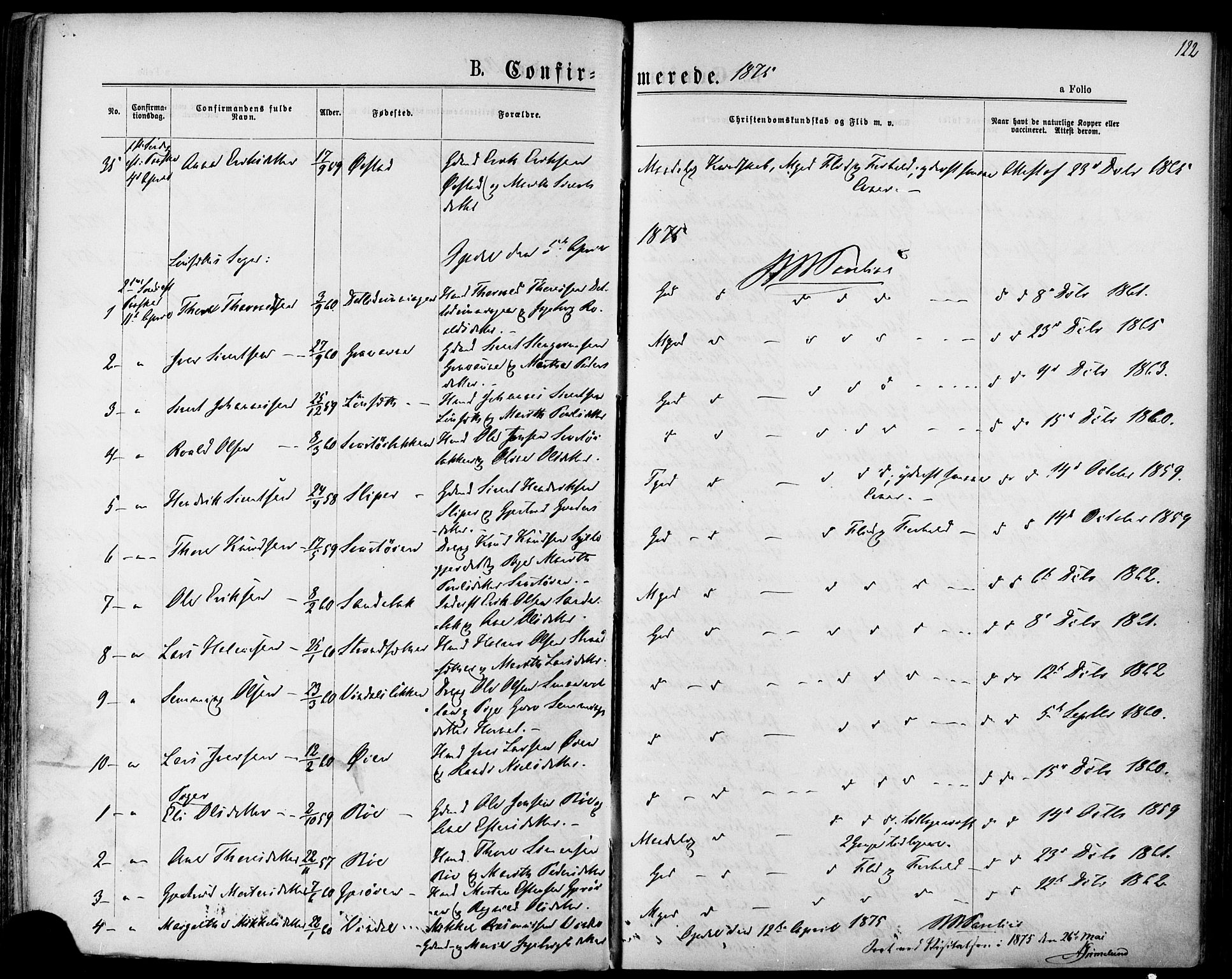 Ministerialprotokoller, klokkerbøker og fødselsregistre - Sør-Trøndelag, SAT/A-1456/678/L0900: Parish register (official) no. 678A09, 1872-1881, p. 122