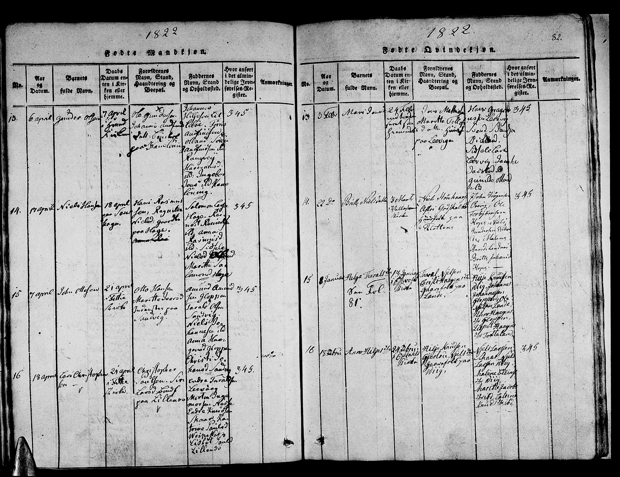 Stord sokneprestembete, SAB/A-78201/H/Haa: Parish register (official) no. A 5, 1816-1825, p. 82