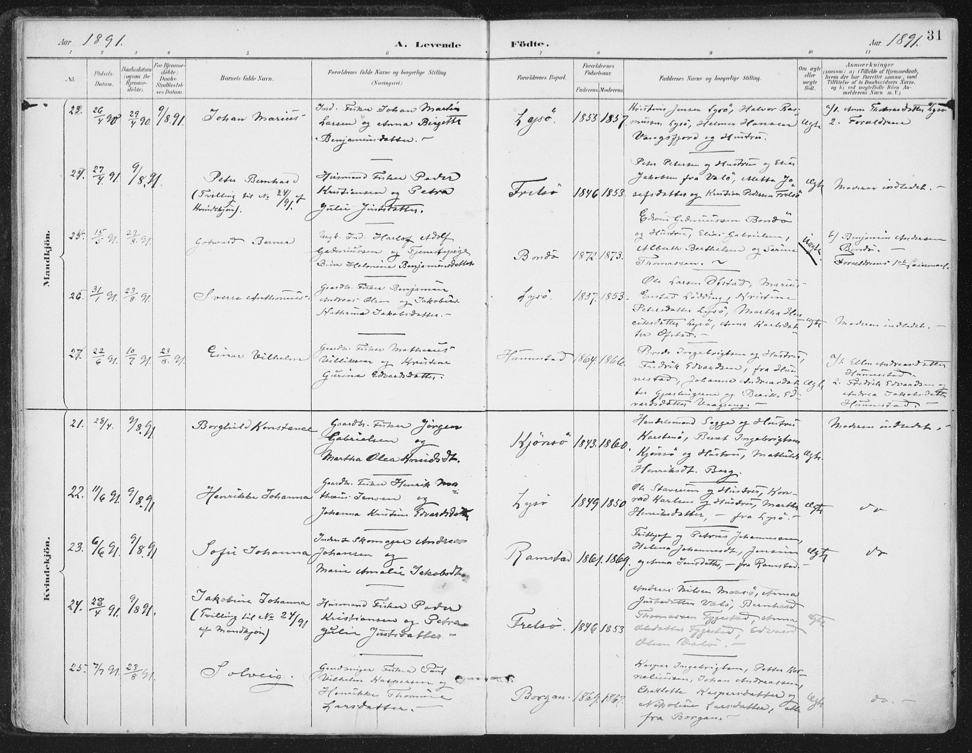 Ministerialprotokoller, klokkerbøker og fødselsregistre - Nord-Trøndelag, AV/SAT-A-1458/786/L0687: Parish register (official) no. 786A03, 1888-1898, p. 31