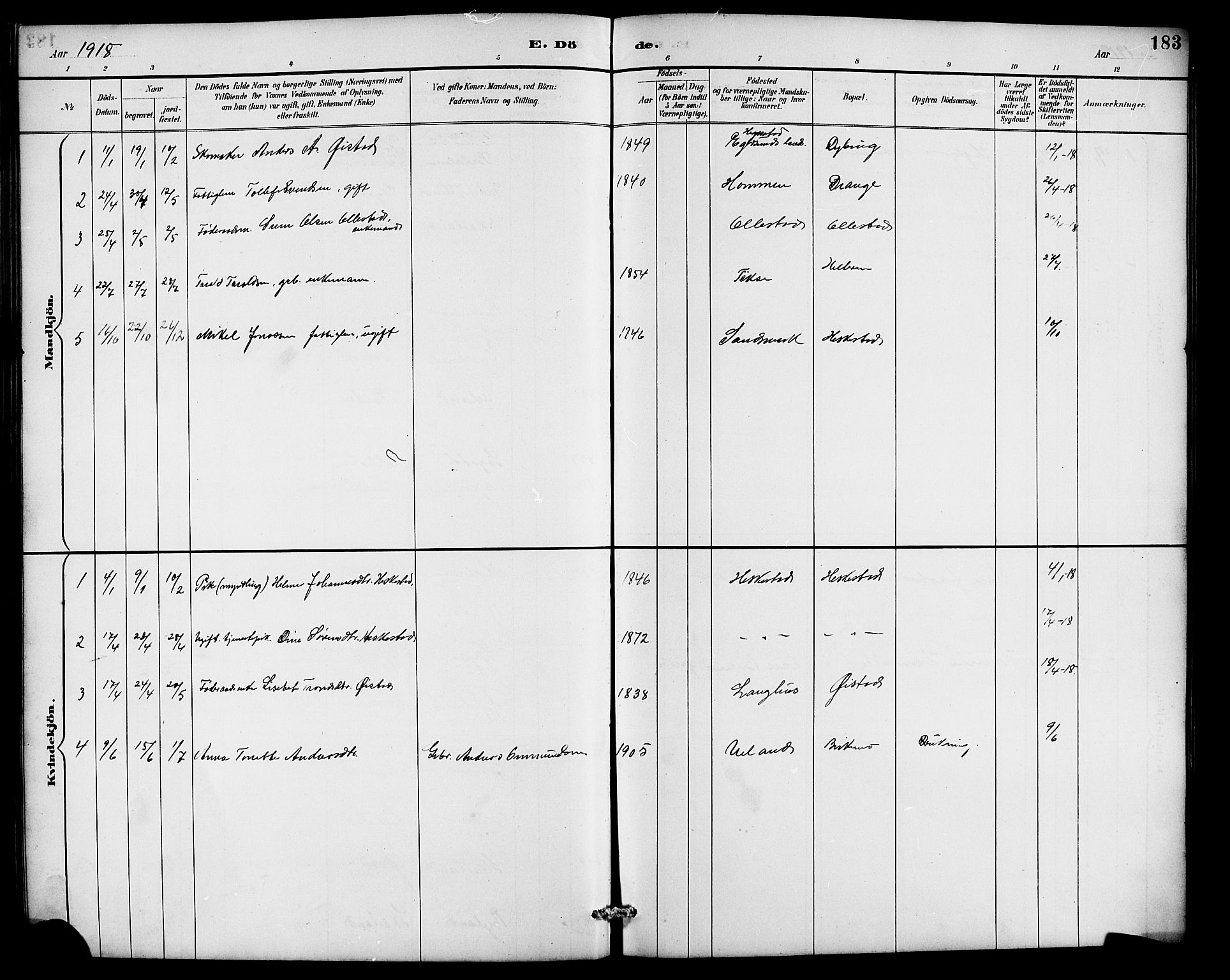 Lund sokneprestkontor, AV/SAST-A-101809/S07/L0007: Parish register (copy) no. B 7, 1890-1925, p. 183