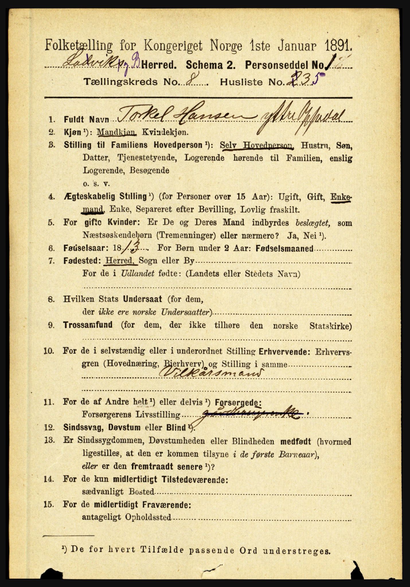 RA, 1891 census for 1415 Lavik og Brekke, 1891, p. 1771