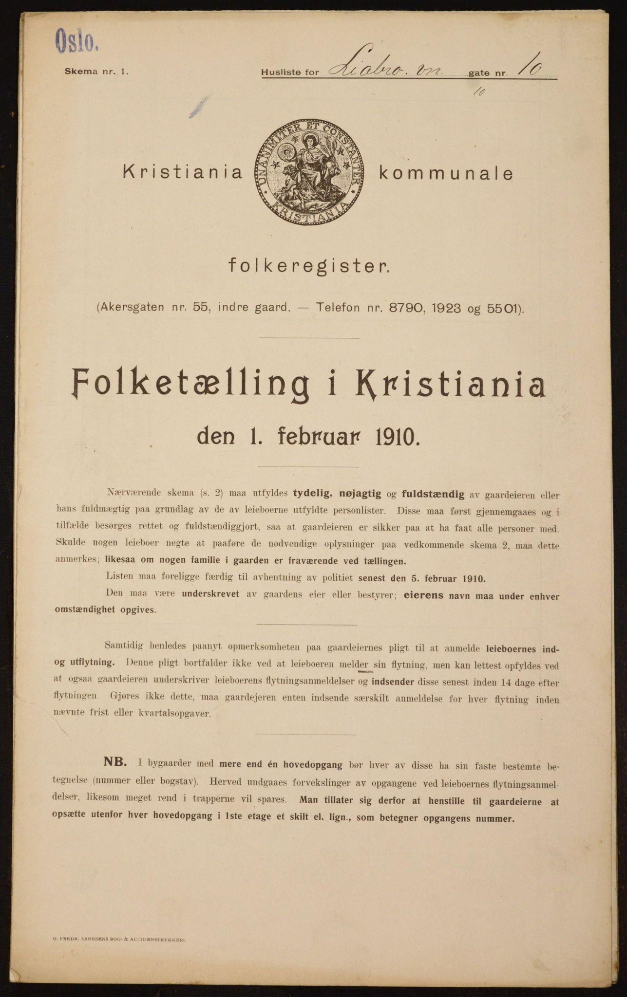 OBA, Municipal Census 1910 for Kristiania, 1910, p. 55917