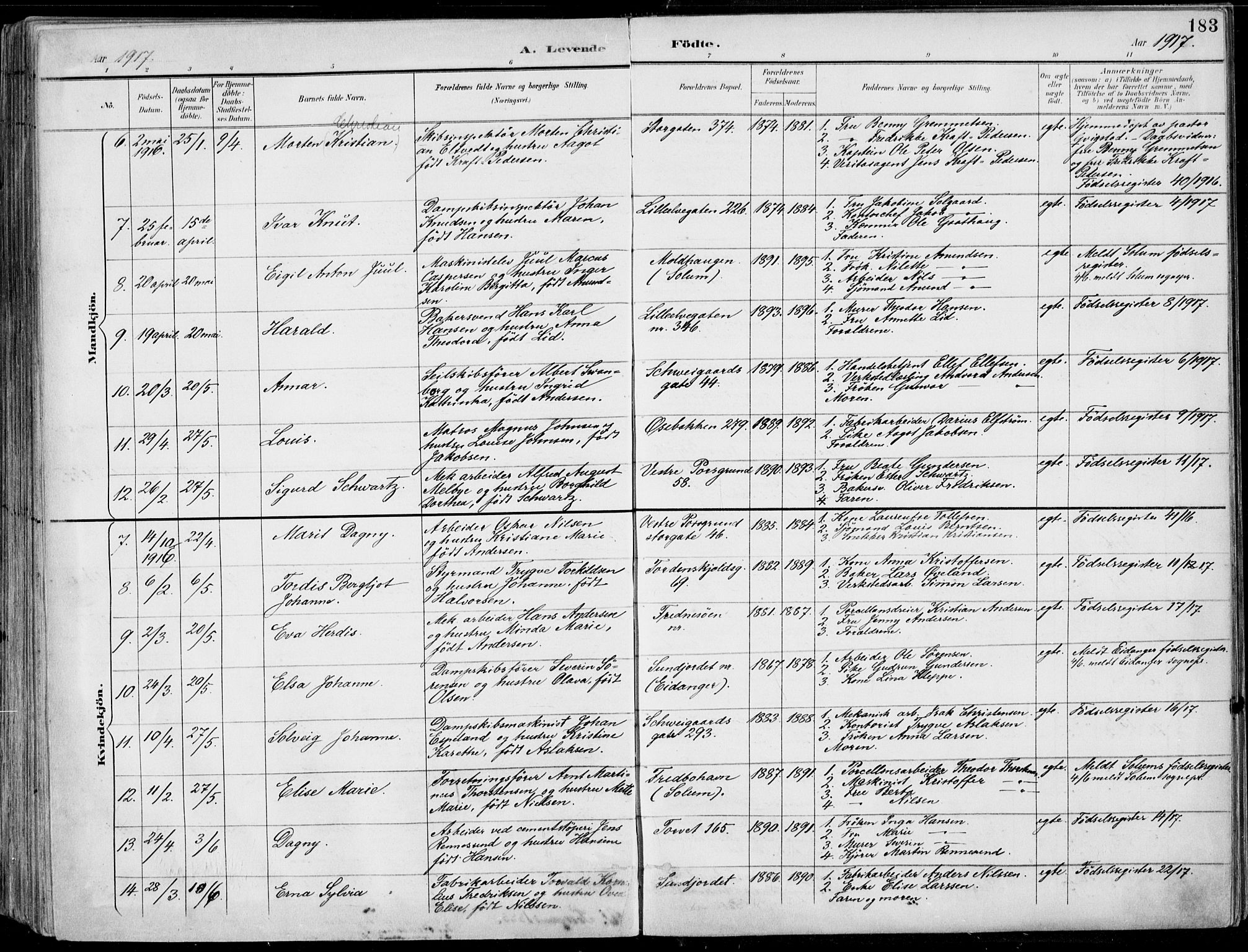 Porsgrunn kirkebøker , AV/SAKO-A-104/F/Fa/L0010: Parish register (official) no. 10, 1895-1919, p. 183