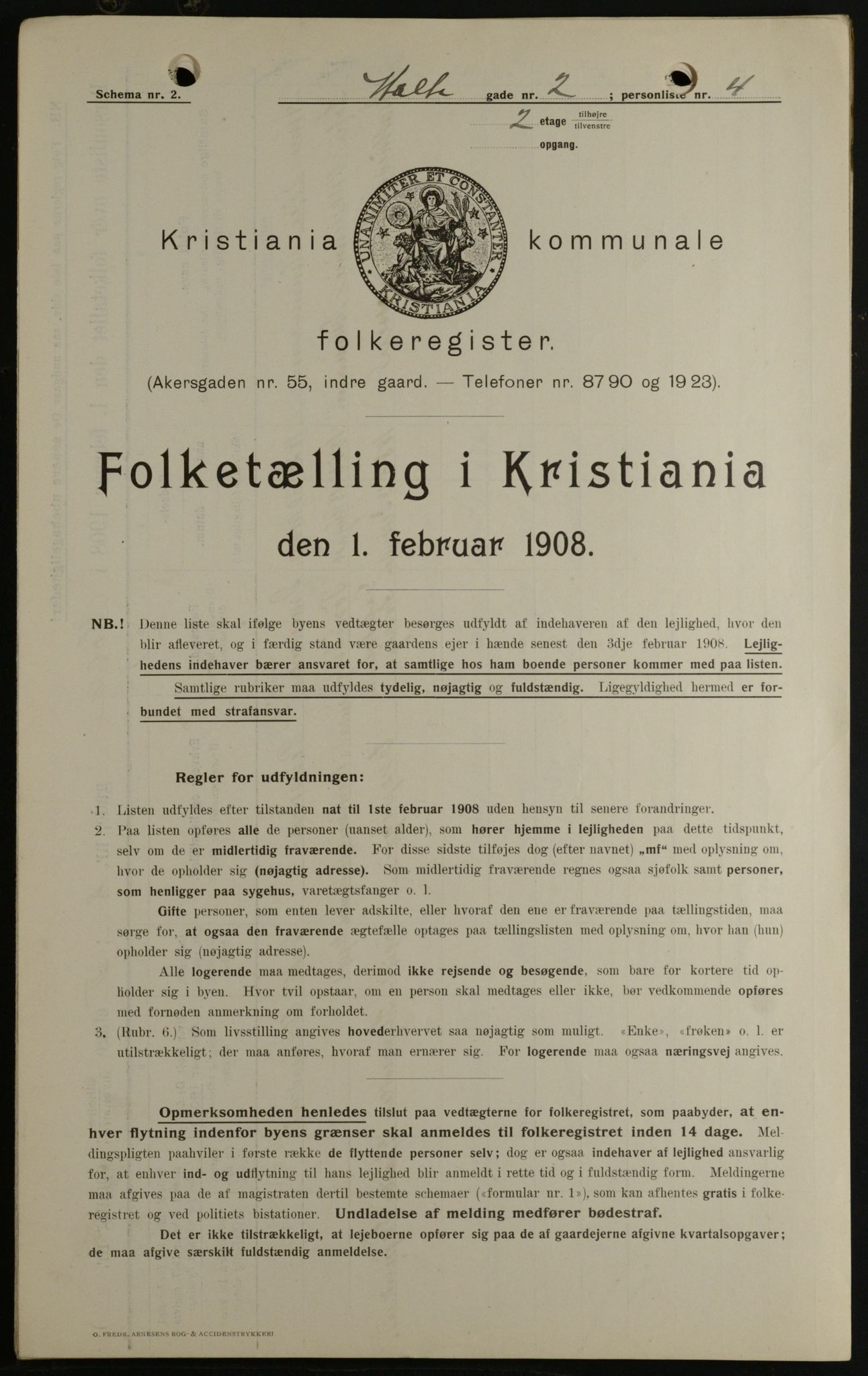 OBA, Municipal Census 1908 for Kristiania, 1908, p. 37005