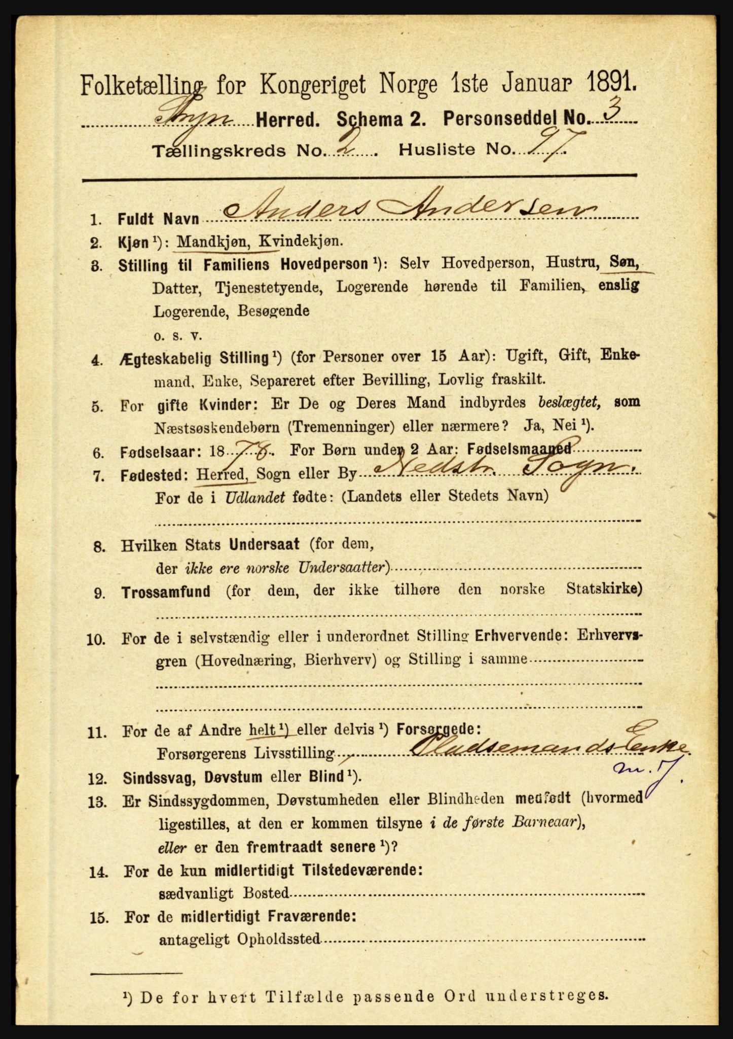 RA, 1891 census for 1448 Stryn, 1891, p. 1014