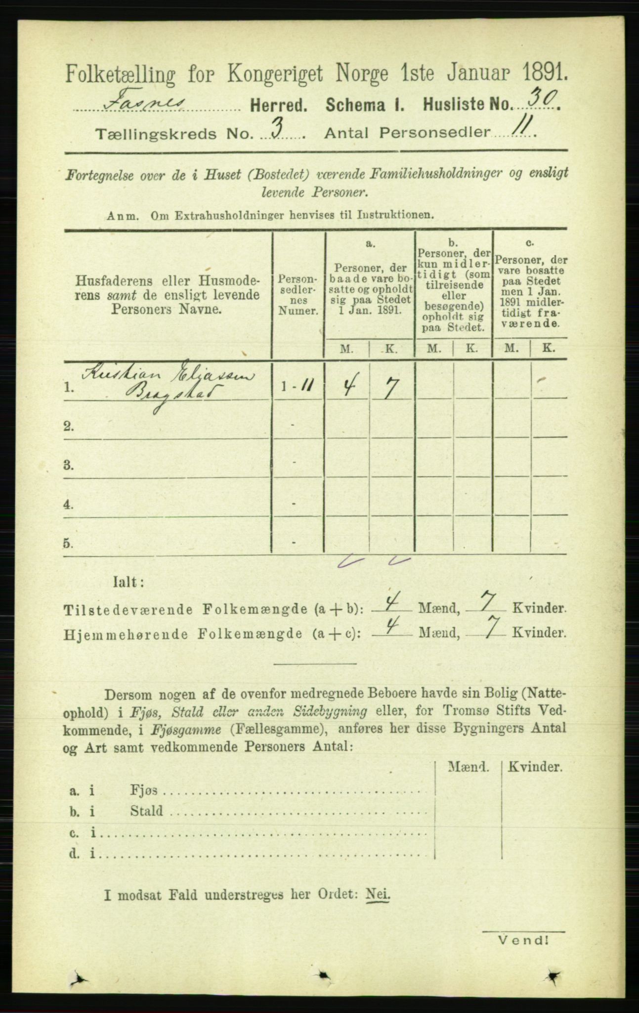 RA, 1891 census for 1748 Fosnes, 1891, p. 635