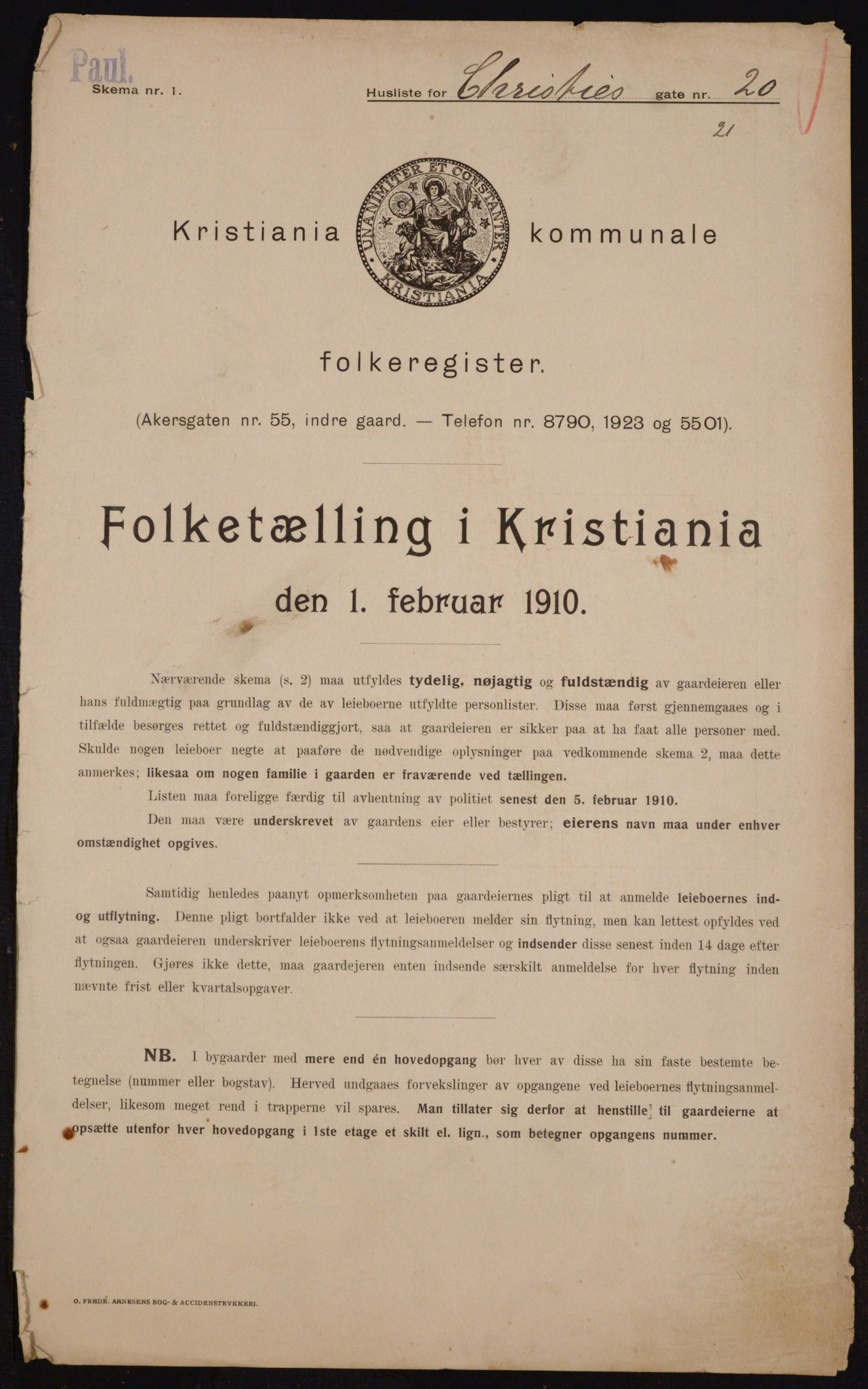 OBA, Municipal Census 1910 for Kristiania, 1910, p. 11832