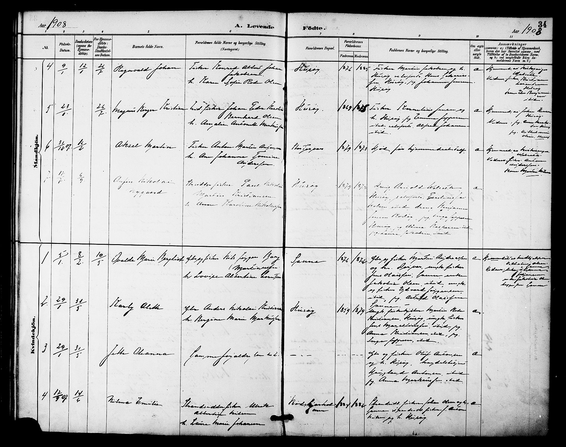 Ministerialprotokoller, klokkerbøker og fødselsregistre - Nordland, AV/SAT-A-1459/840/L0580: Parish register (official) no. 840A02, 1887-1909, p. 34