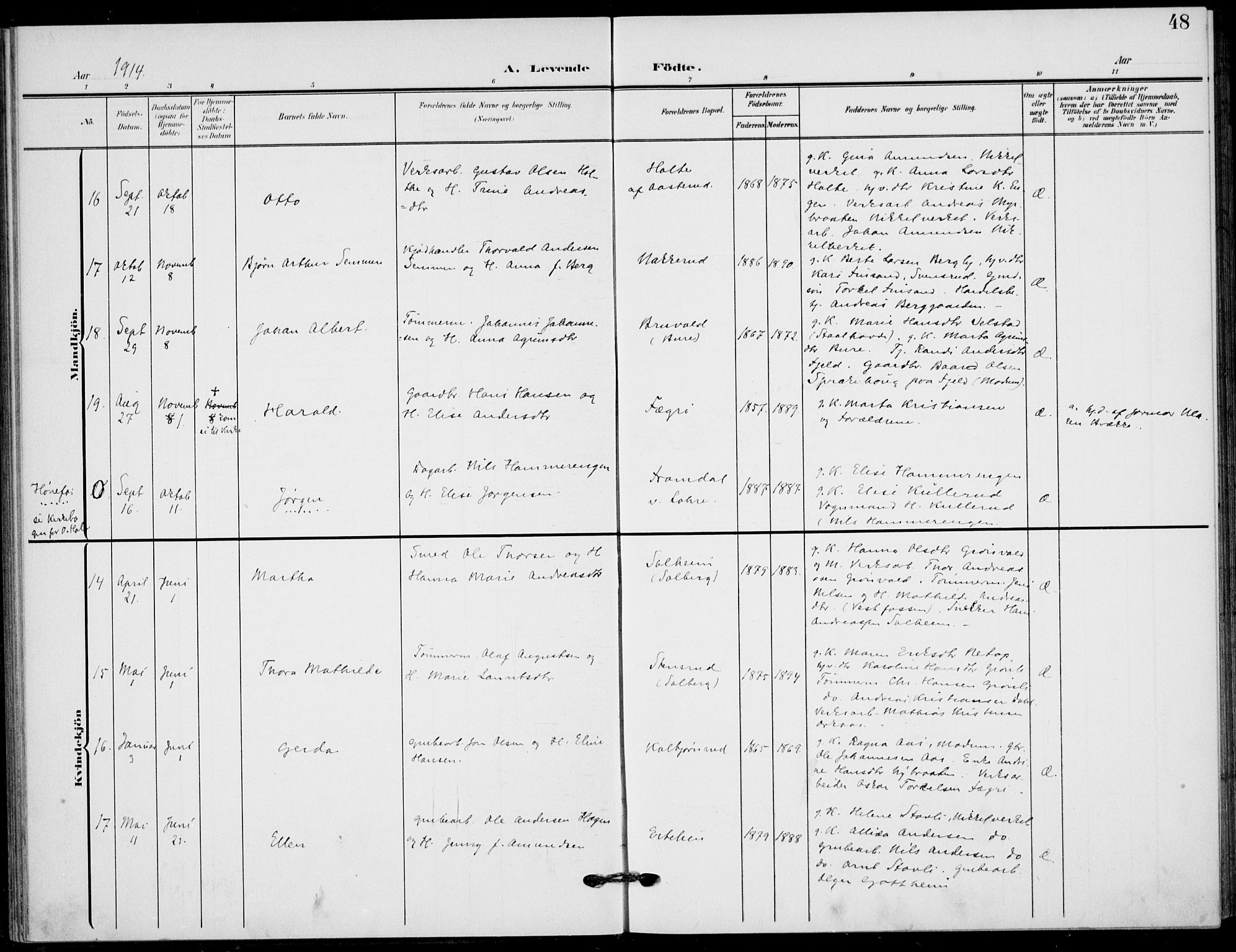 Hole kirkebøker, AV/SAKO-A-228/F/Fb/L0003: Parish register (official) no. II 3, 1906-1916, p. 48